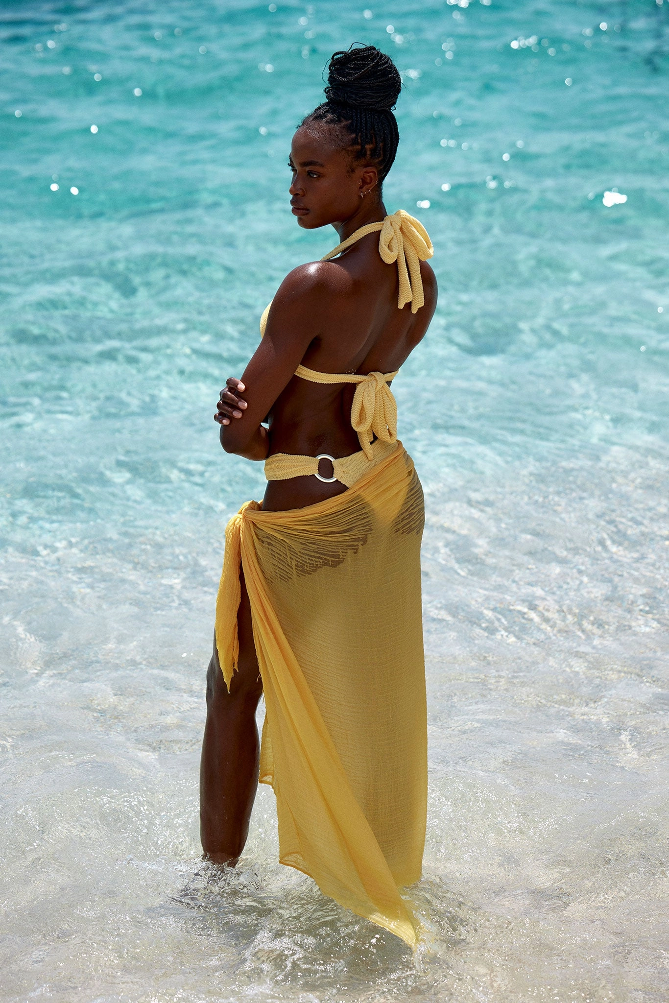 St. Tropez Sarong - Honey Crinkle Linen