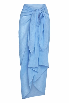 St. Tropez Sarong - Ibiza Blue Crinkle Linen