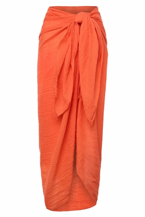 St. Tropez Sarong - Papaya Crinkle Linen