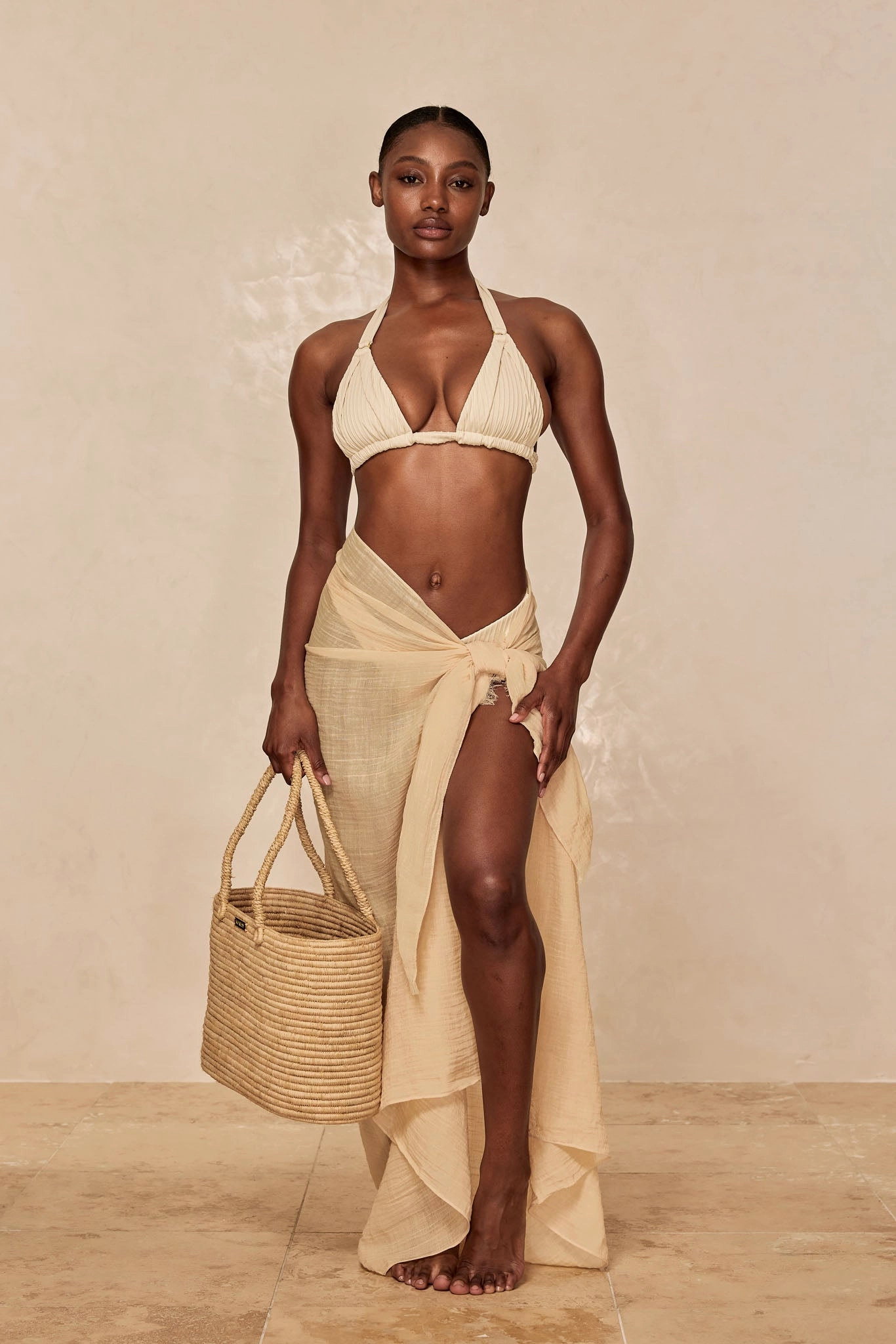 St. Tropez Sarong - Vanilla Crinkle Linen
