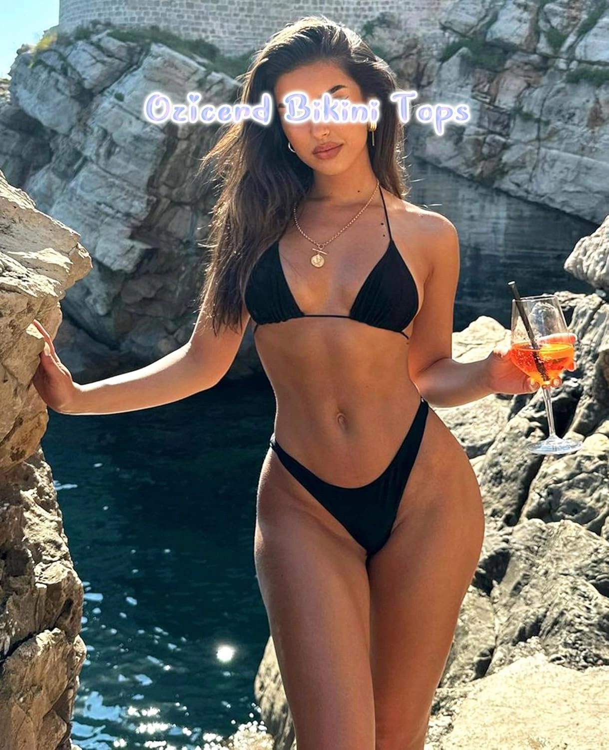 String Bikini Tops for Women Bathing Suit Swim Tops Sexy Triangle Bikini Top Black