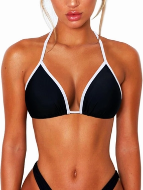 String Bikini Tops for Women Bathing Suit Swim Tops Sexy Triangle Bikini Top Black