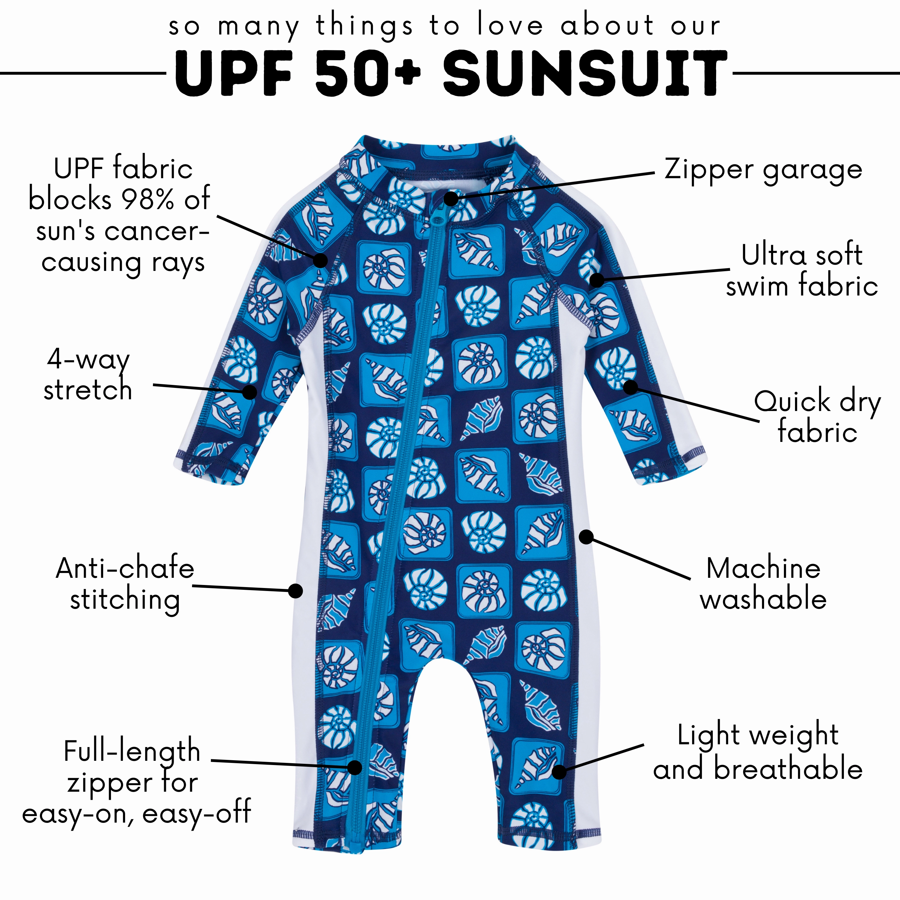 Sunsuit - Long Sleeve Romper Swimsuit | "Coastal"