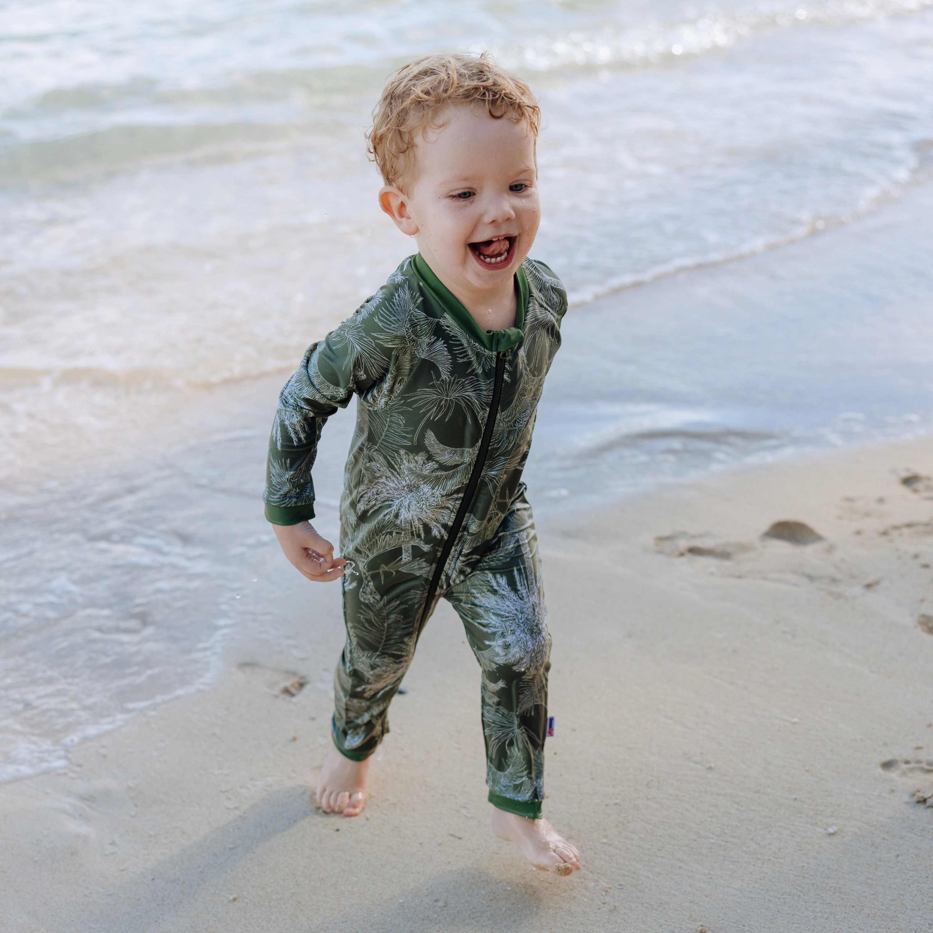 Sunsuit - Long Sleeve Romper Swimsuit | "Hawaiian Rainforest"