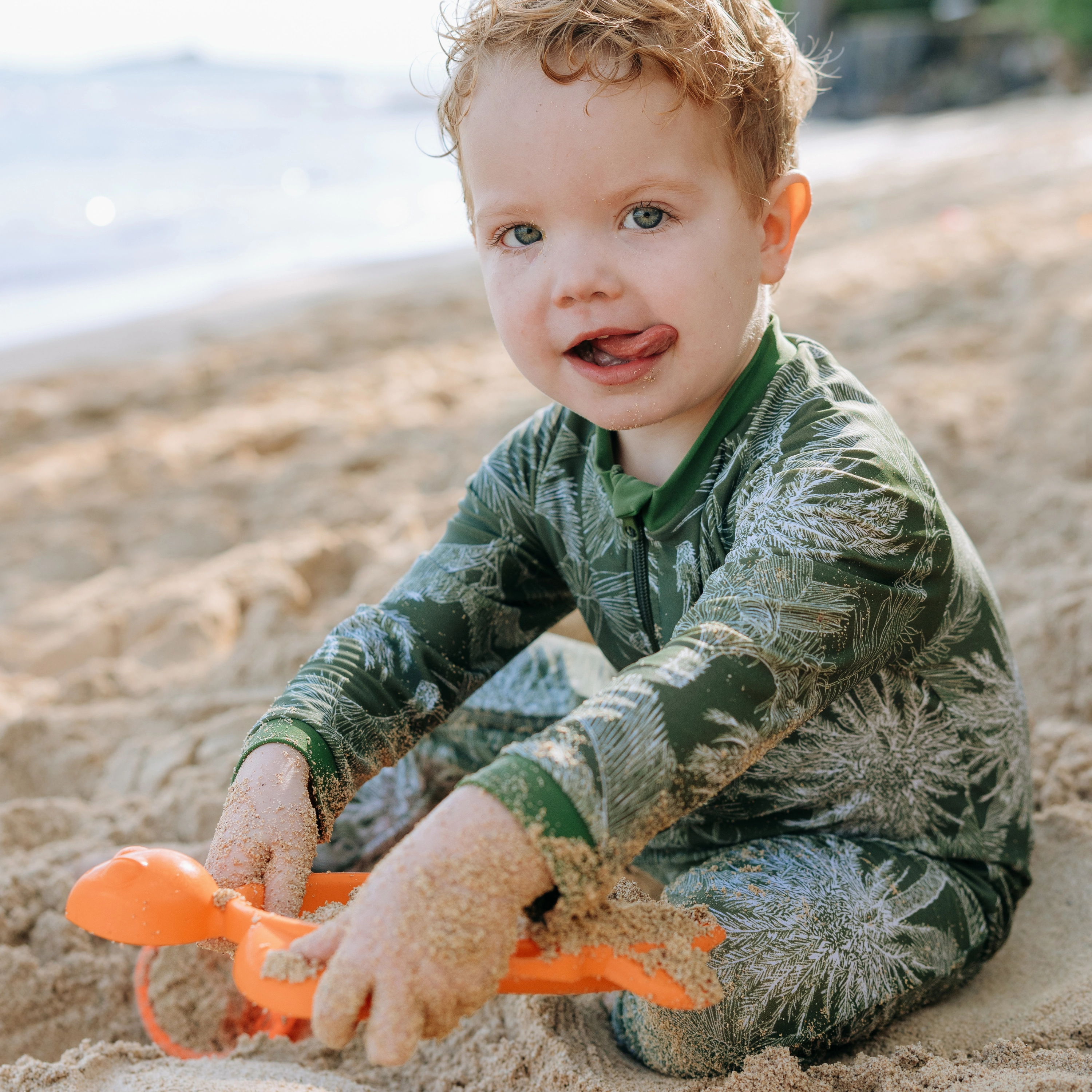 Sunsuit - Long Sleeve Romper Swimsuit | "Hawaiian Rainforest"