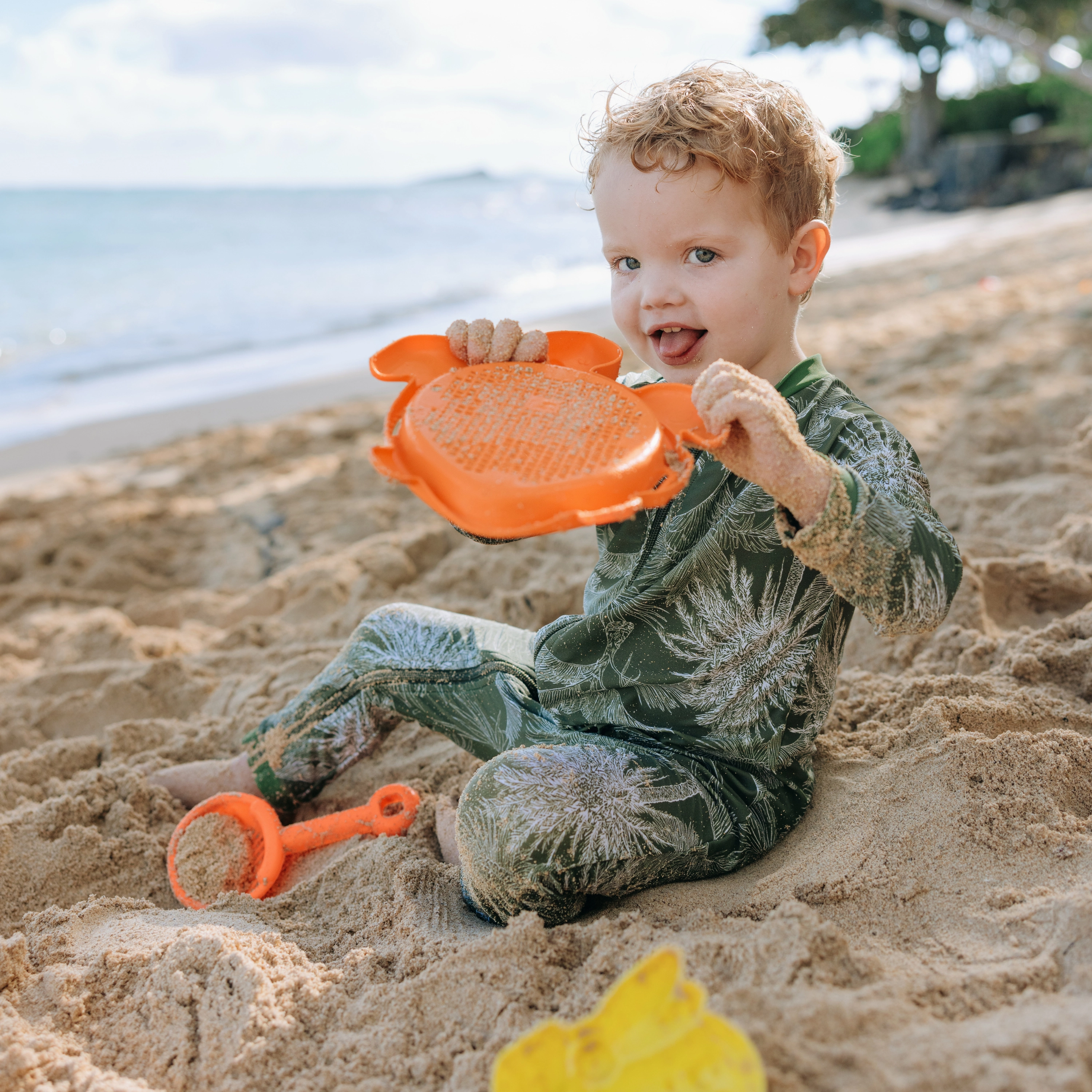 Sunsuit - Long Sleeve Romper Swimsuit | "Hawaiian Rainforest"