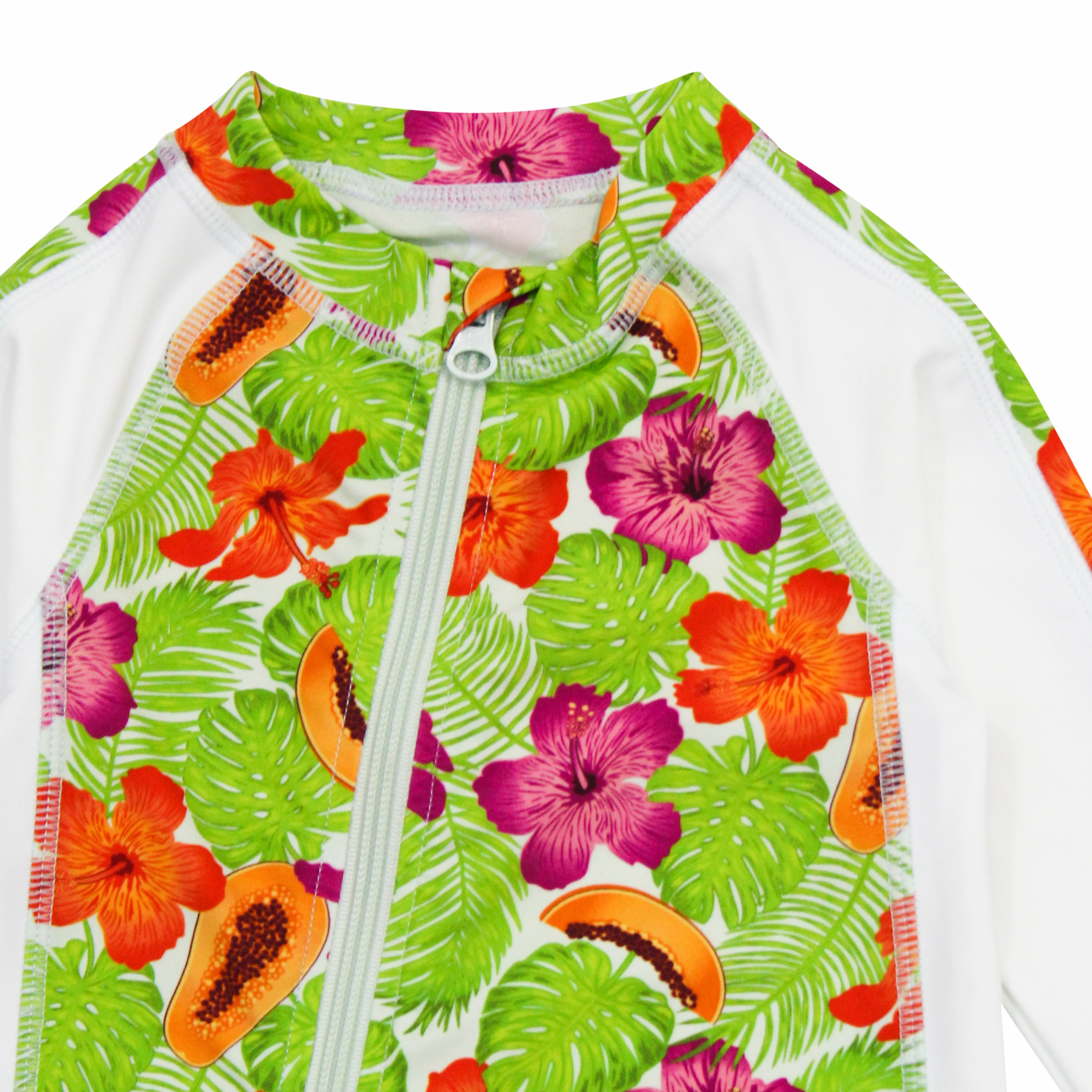 Sunsuit - Long Sleeve Romper Swimsuit | "Hibiscus"