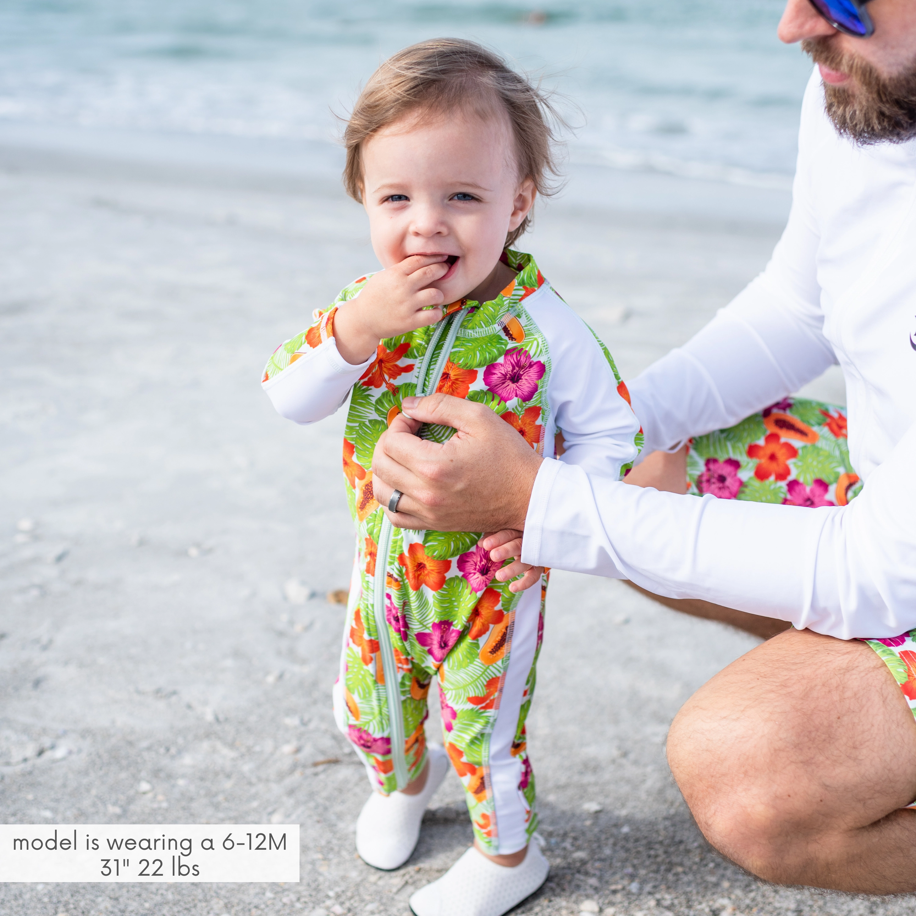 Sunsuit - Long Sleeve Romper Swimsuit | "Hibiscus"