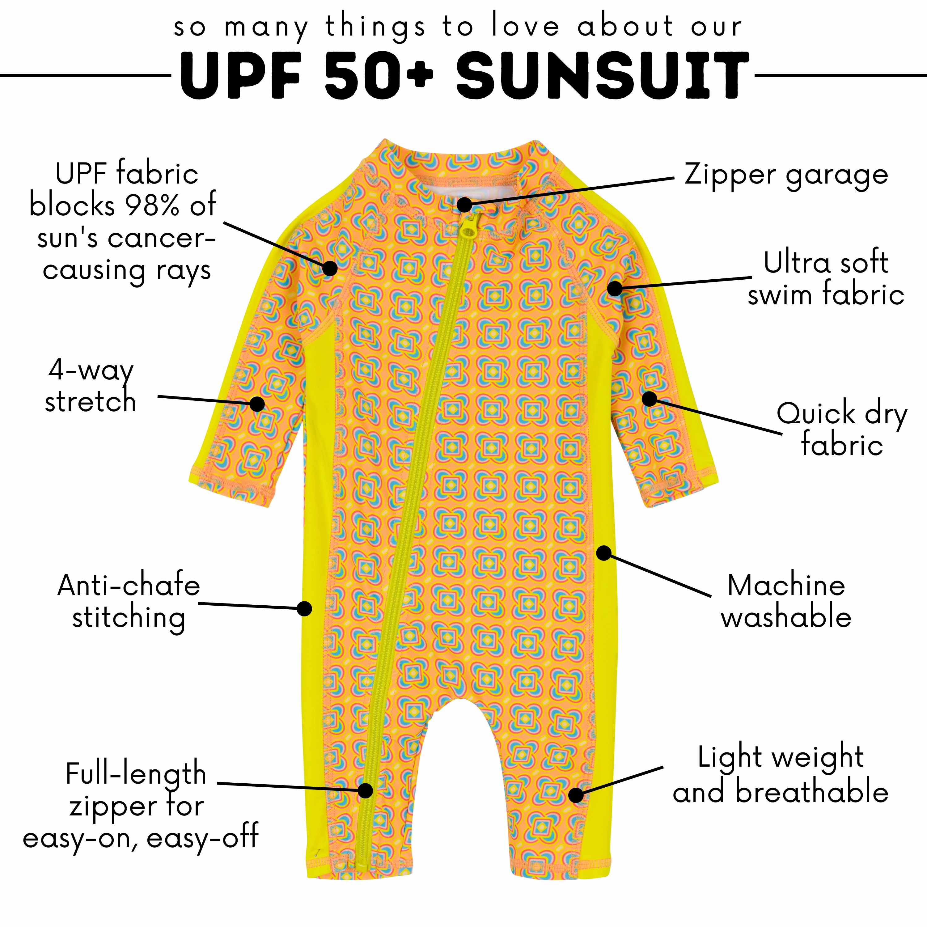 Sunsuit - Long Sleeve Romper Swimsuit | "Kaleidoscope"