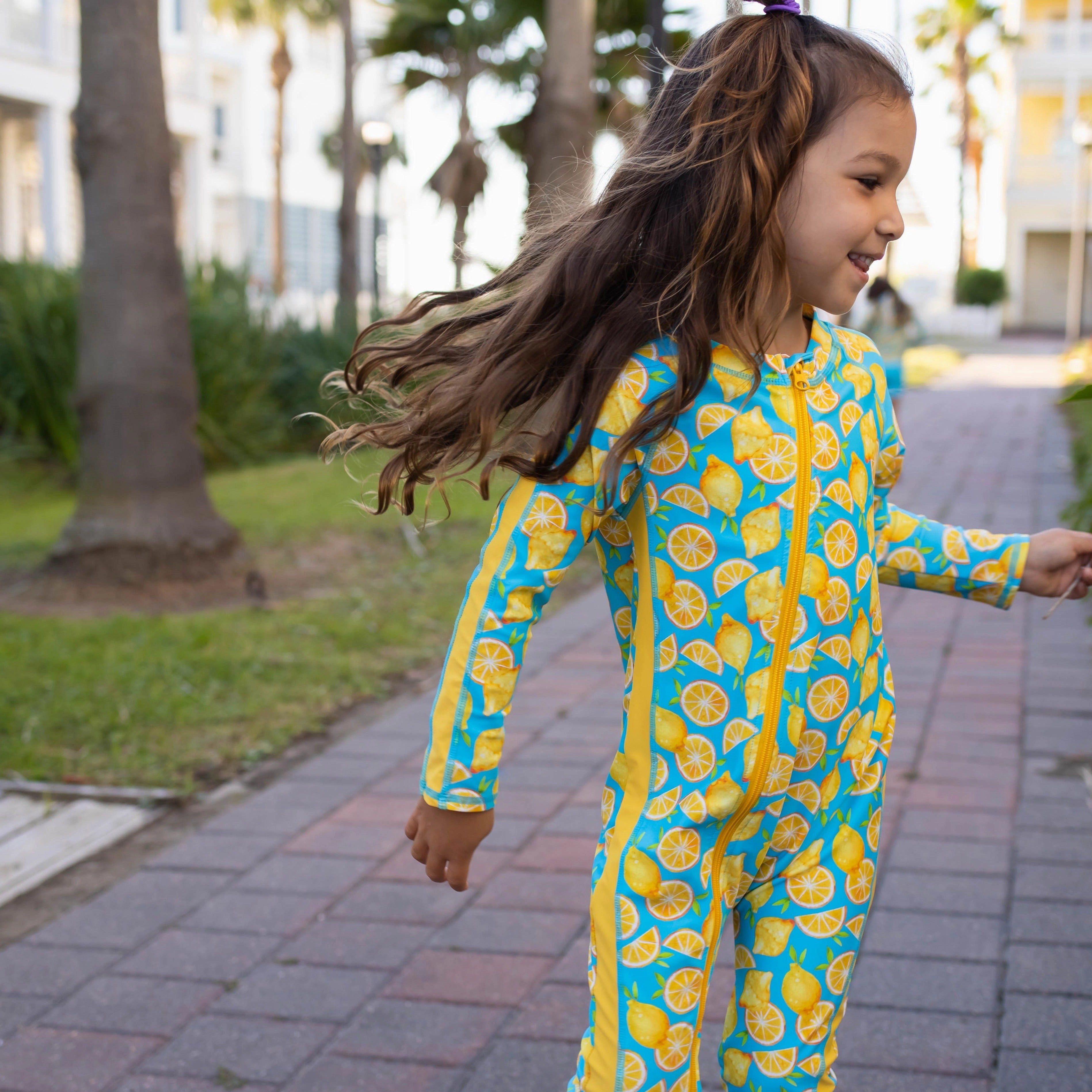 Sunsuit - Long Sleeve Romper Swimsuit | "Lemons"
