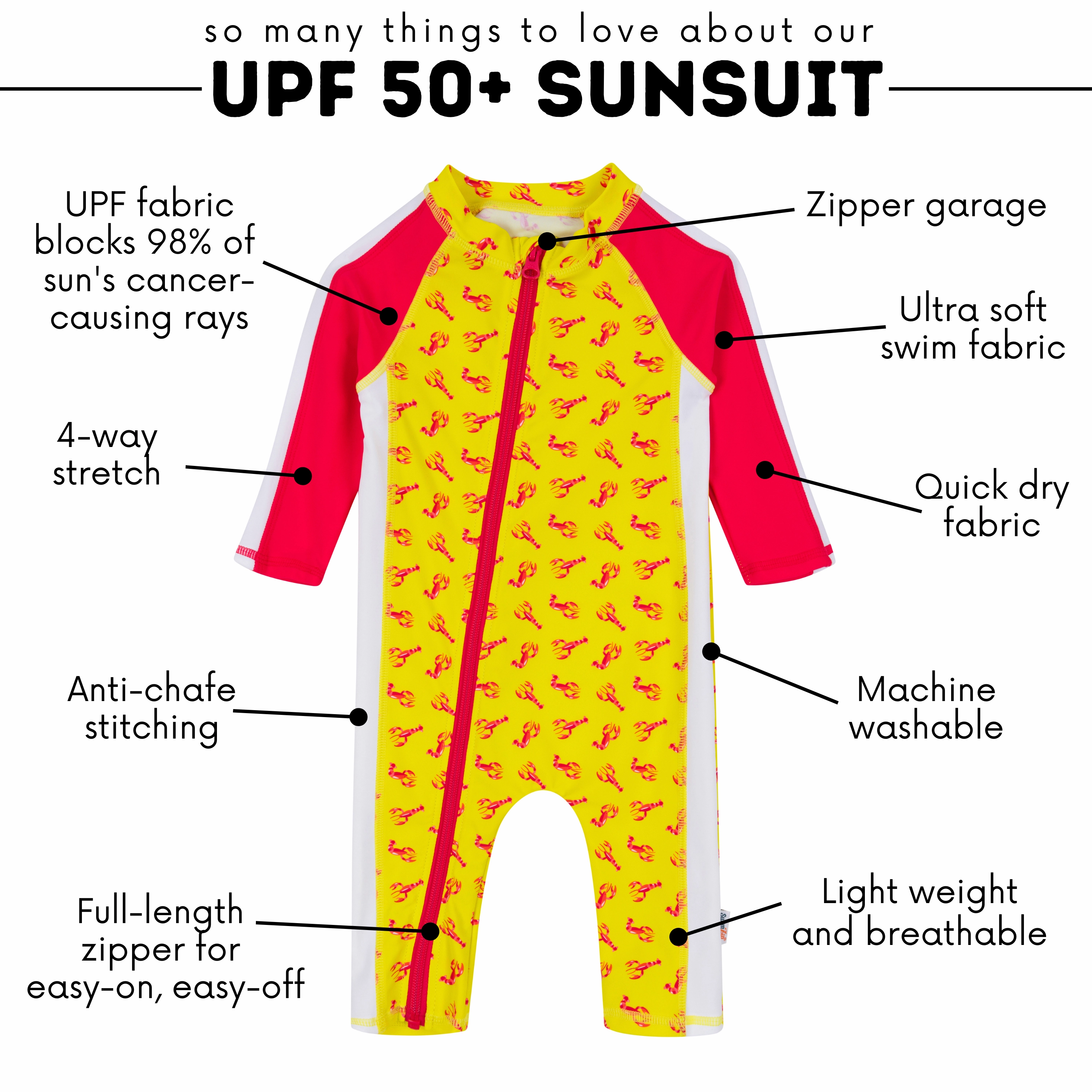 Sunsuit - Long Sleeve Romper Swimsuit | "Lobster"