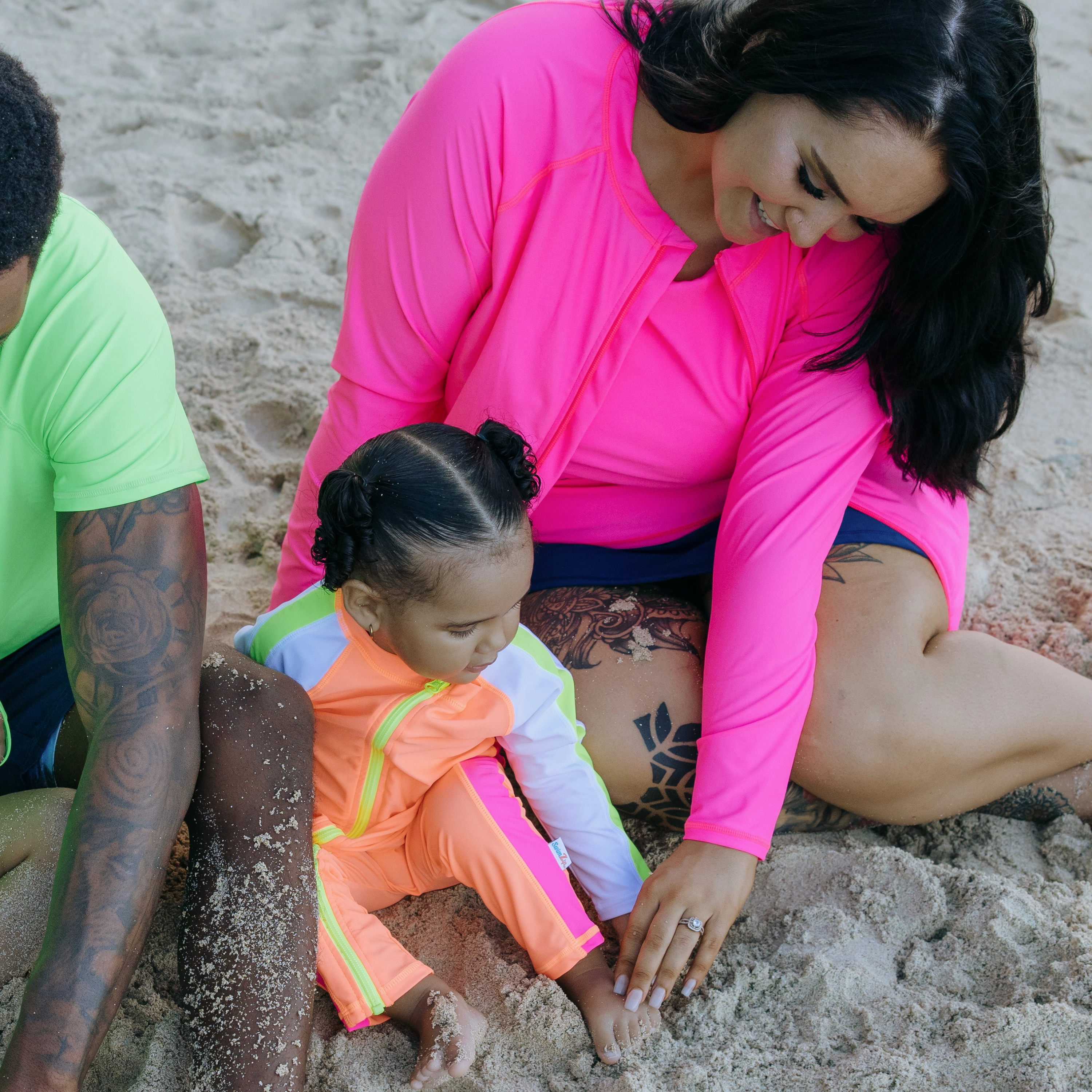 Sunsuit - Long Sleeve Romper Swimsuit | "Neon Orange/White"