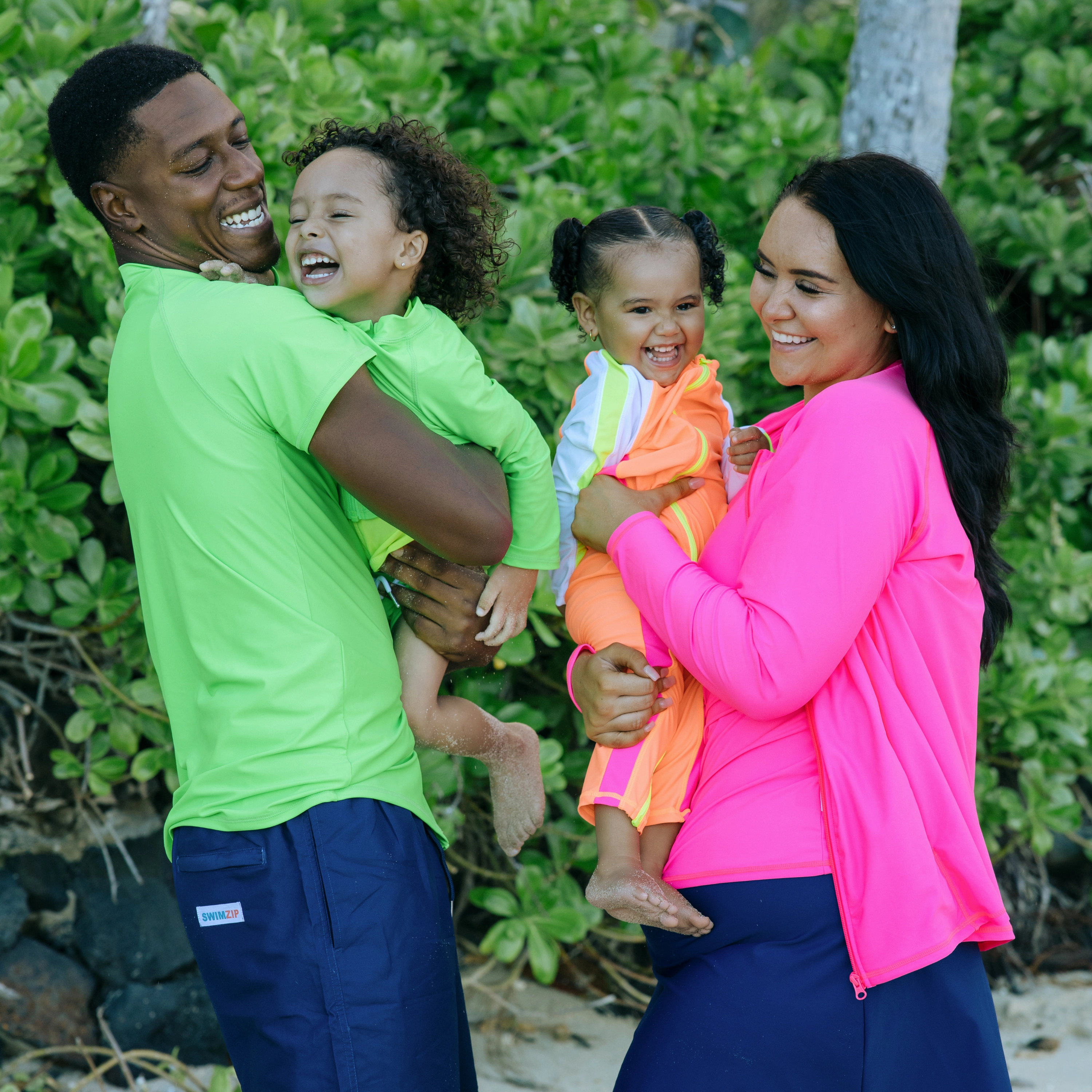 Sunsuit - Long Sleeve Romper Swimsuit | "Neon Orange/White"