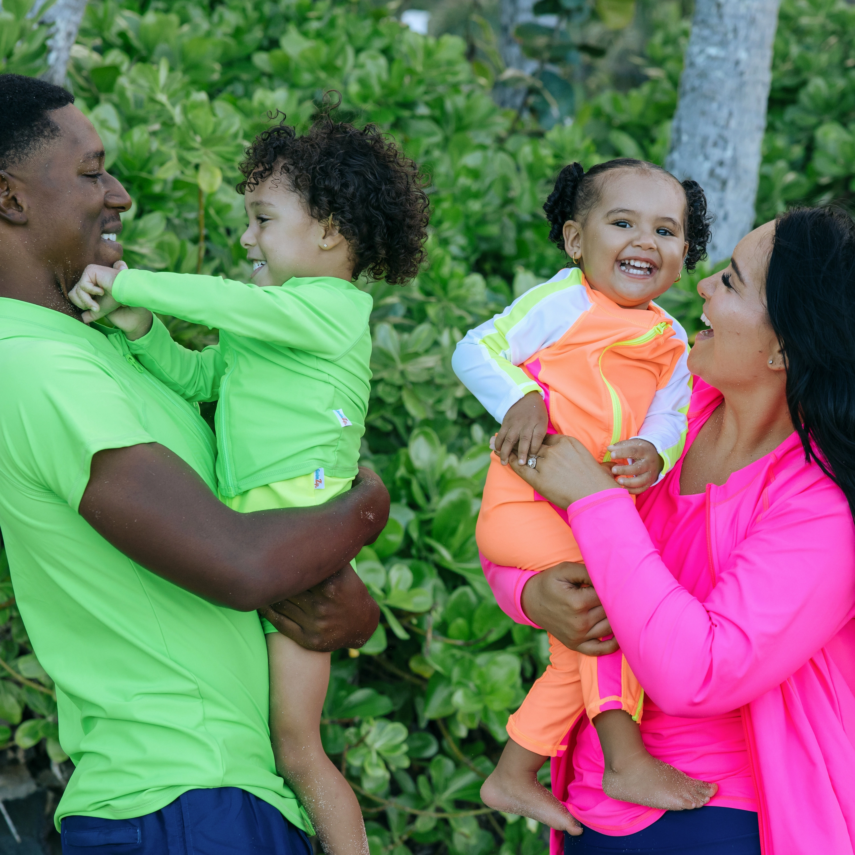 Sunsuit - Long Sleeve Romper Swimsuit | "Neon Orange/White"