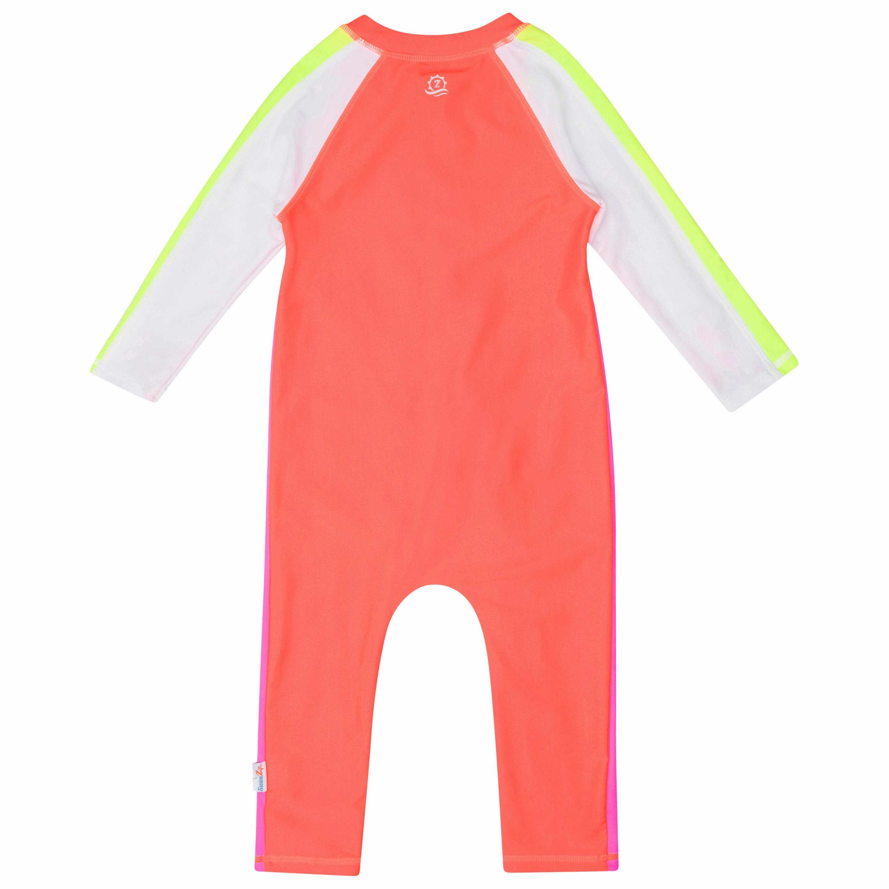 Sunsuit - Long Sleeve Romper Swimsuit | "Neon Orange/White"