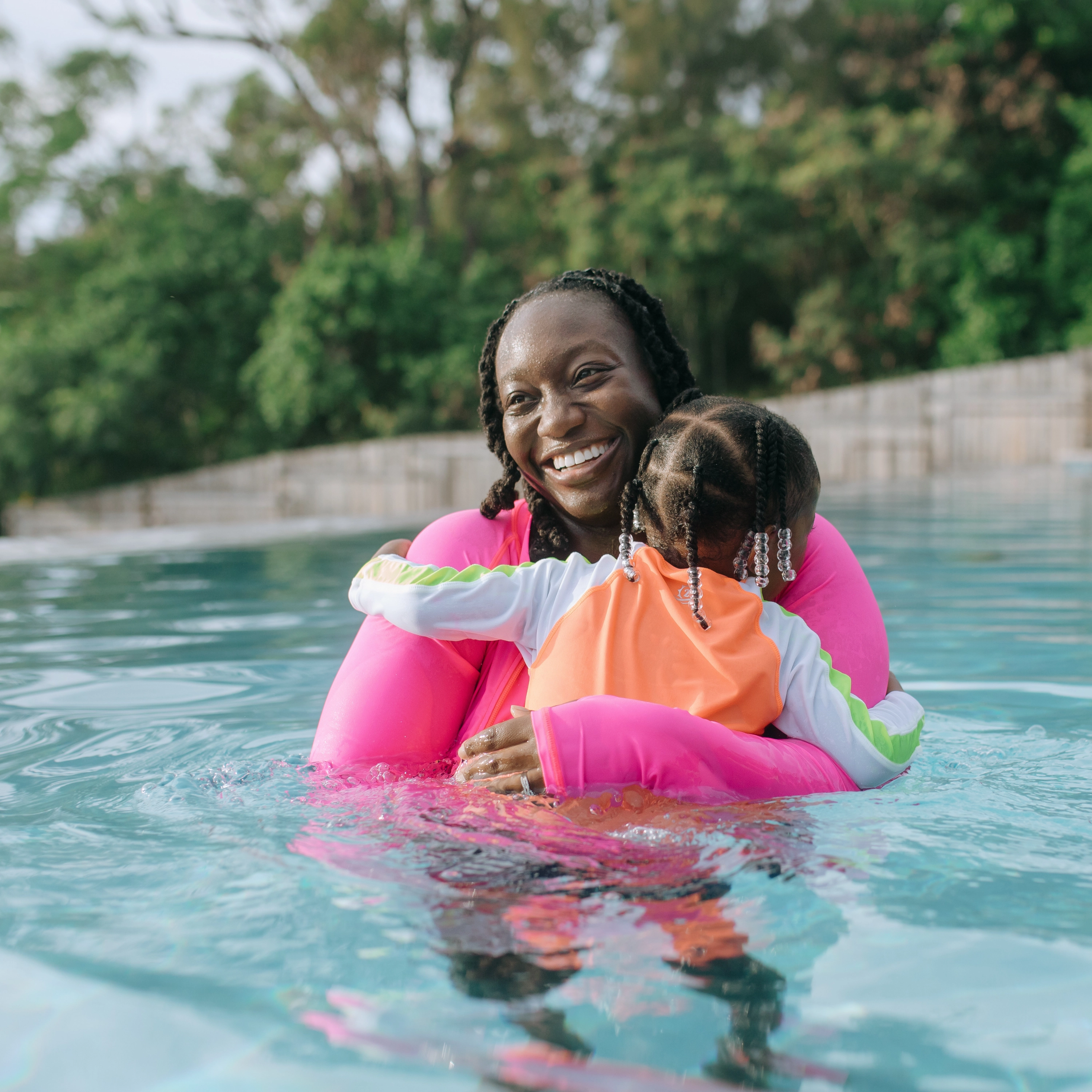Sunsuit - Long Sleeve Romper Swimsuit | "Neon Orange/White"