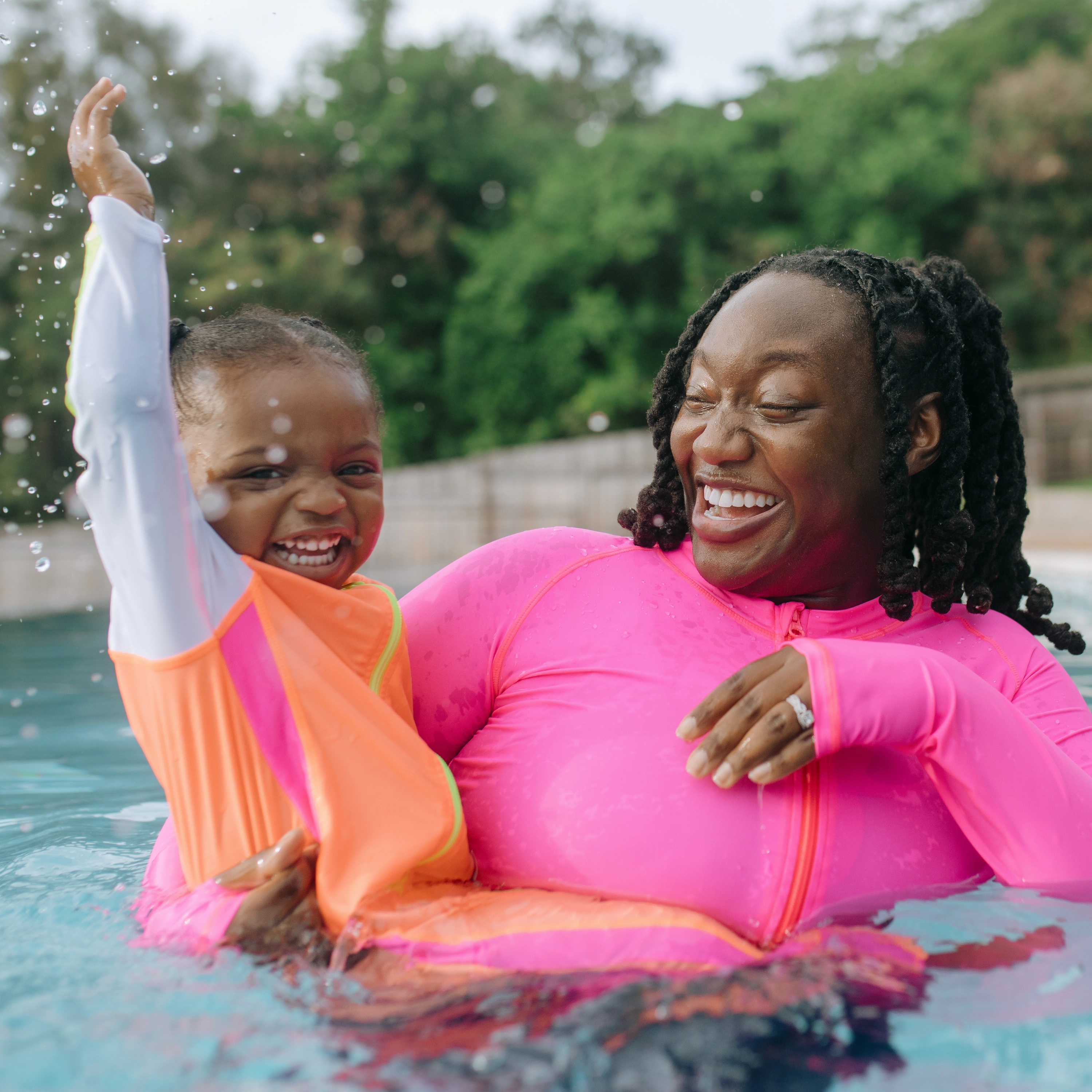 Sunsuit - Long Sleeve Romper Swimsuit | "Neon Orange/White"