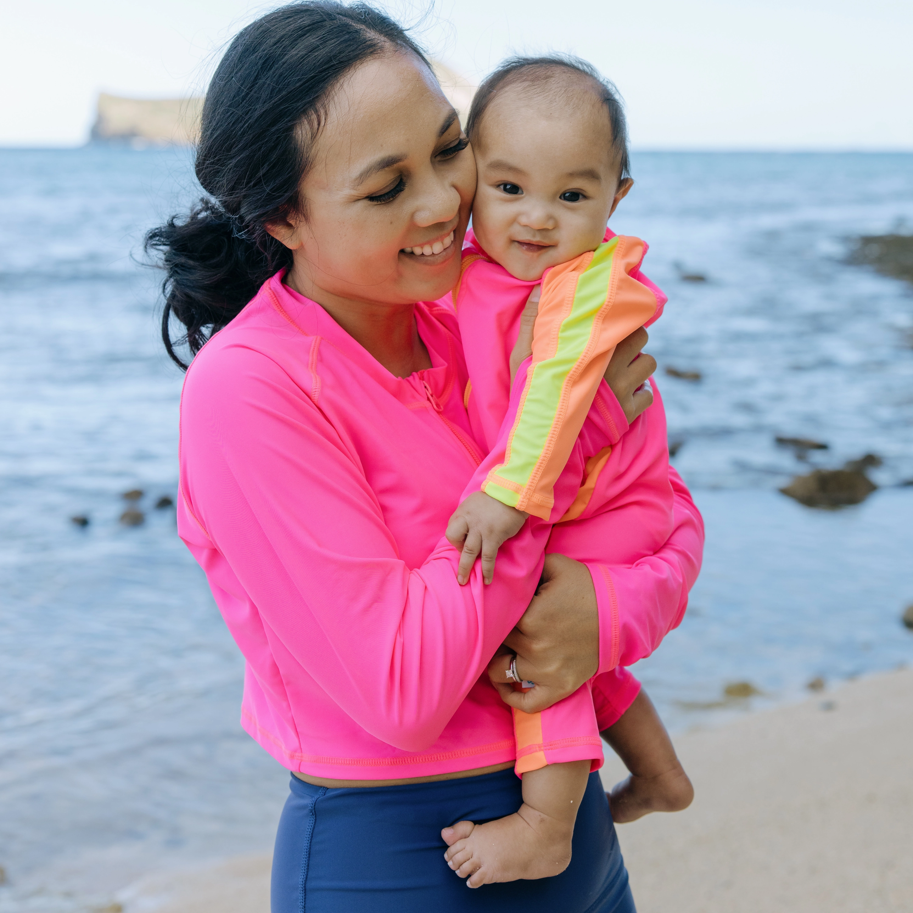 Sunsuit - Long Sleeve Romper Swimsuit | "Neon Pink/Orange"