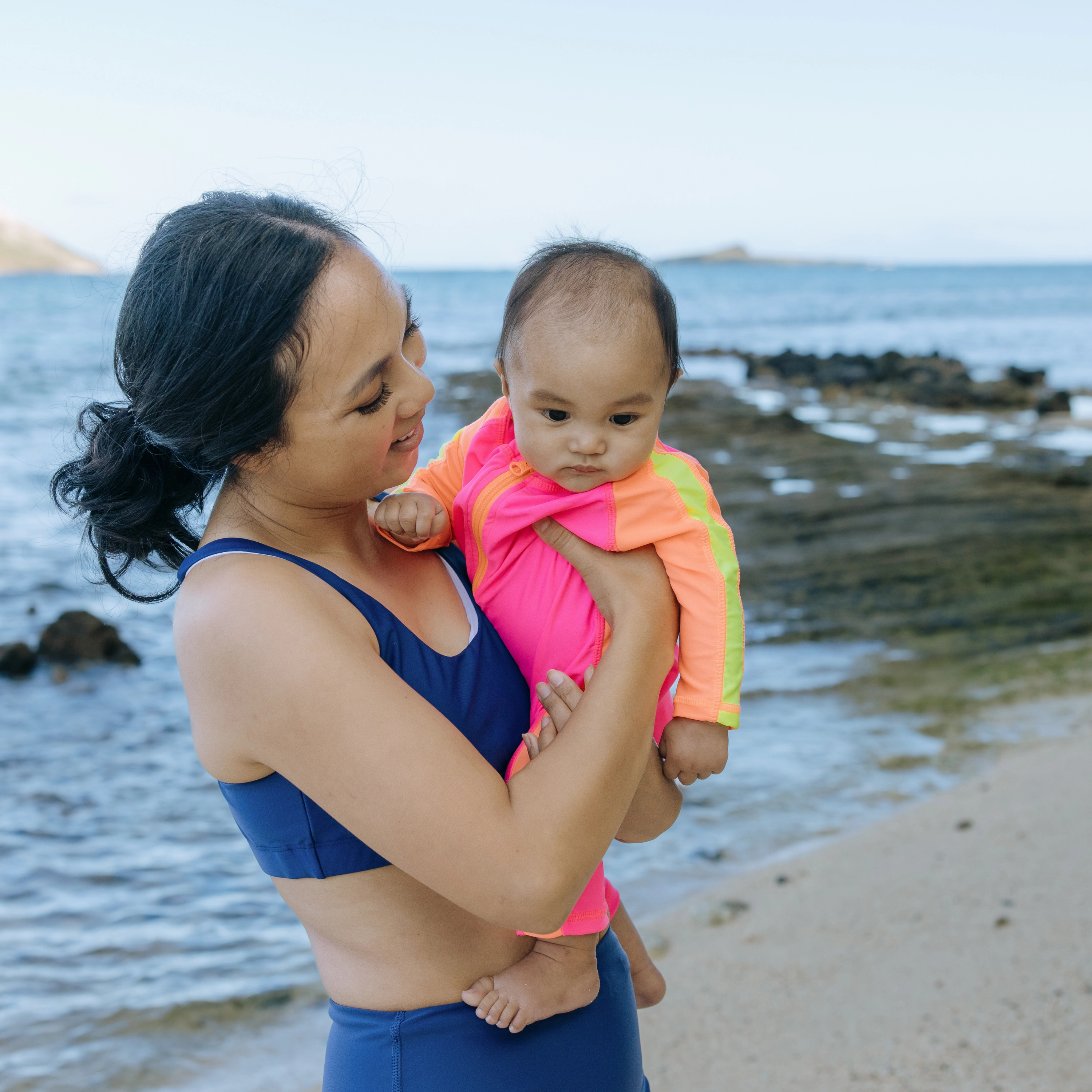 Sunsuit - Long Sleeve Romper Swimsuit | "Neon Pink/Orange"