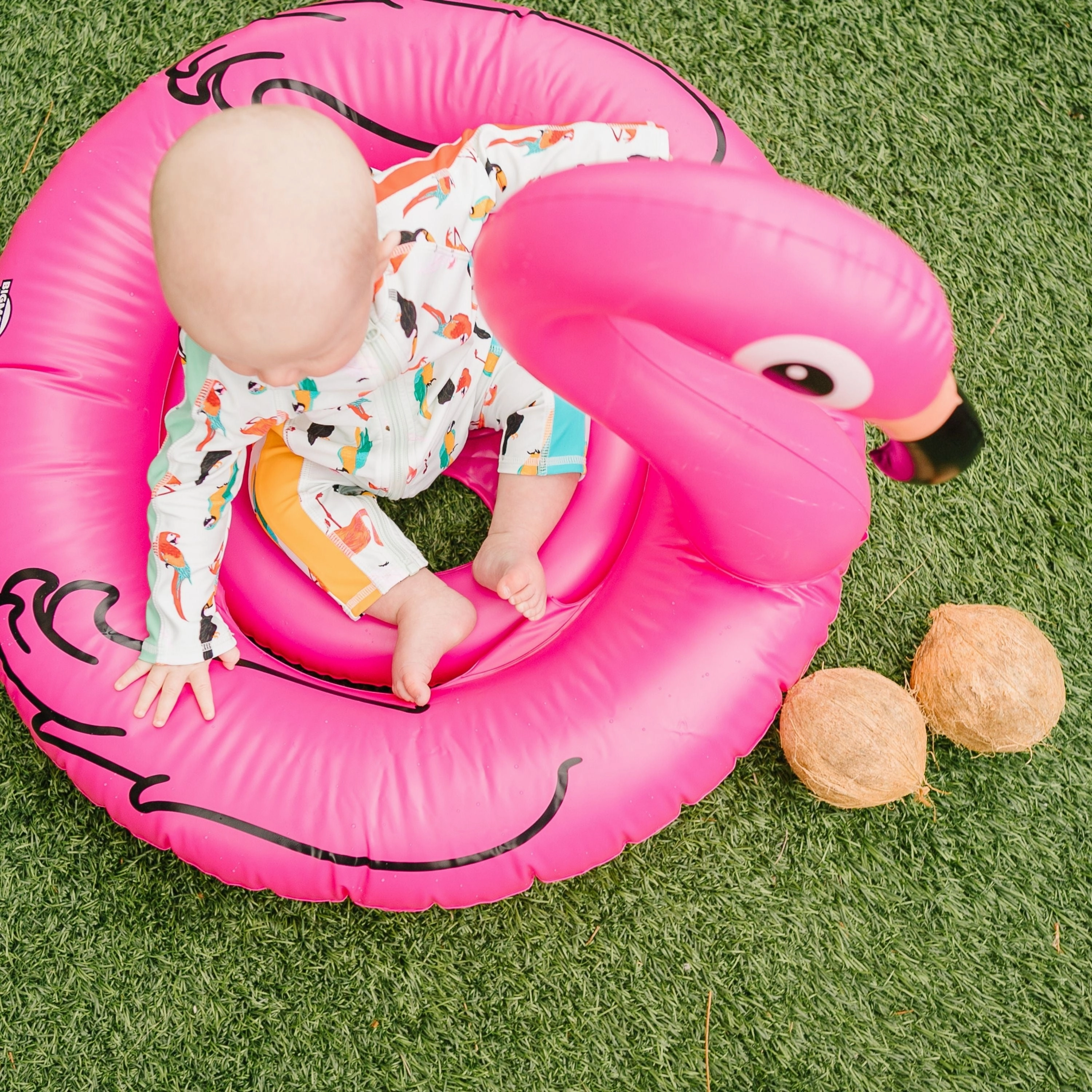 Sunsuit - Long Sleeve Romper Swimsuit | "Tropical Birds"