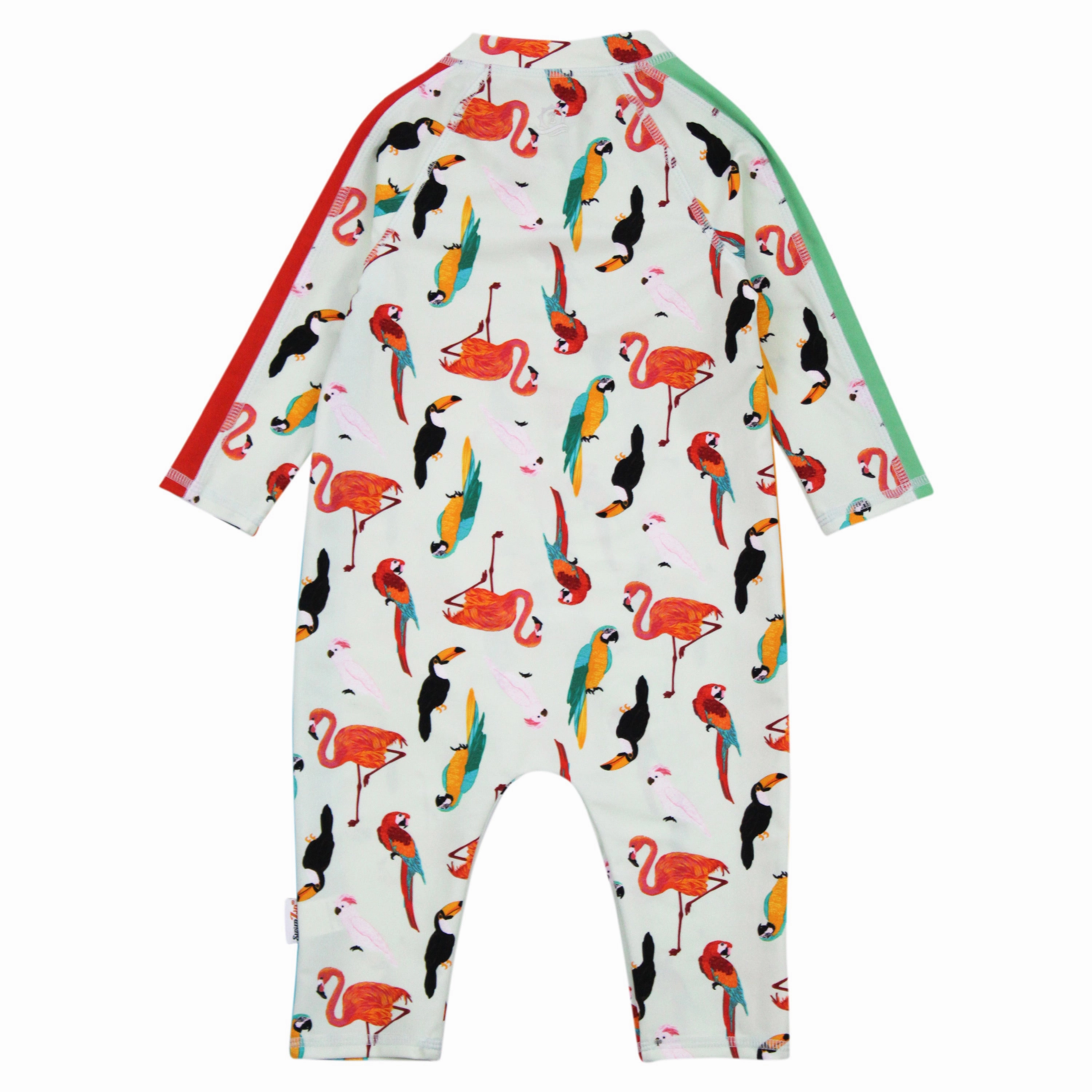 Sunsuit - Long Sleeve Romper Swimsuit | "Tropical Birds"