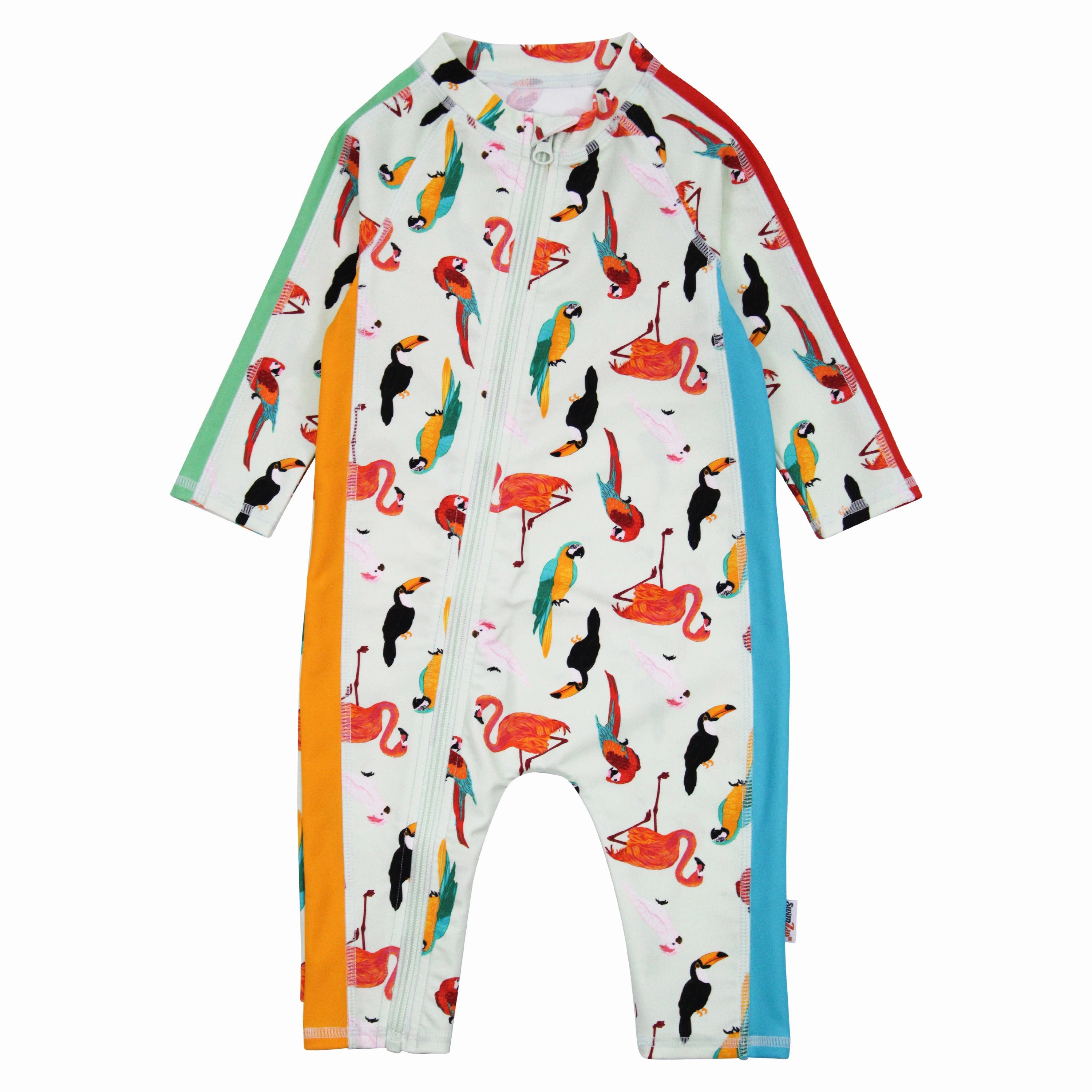 Sunsuit - Long Sleeve Romper Swimsuit | "Tropical Birds"