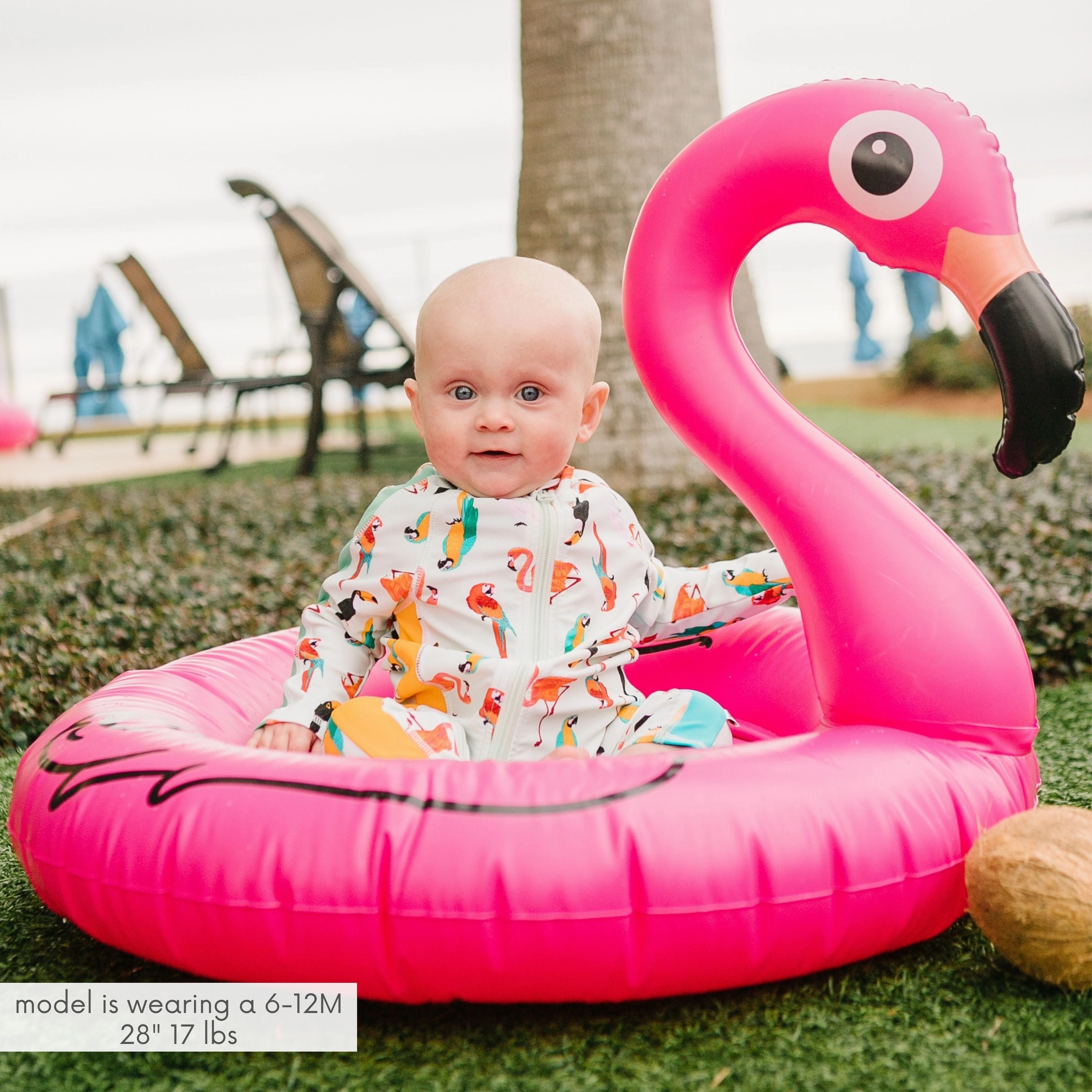 Sunsuit - Long Sleeve Romper Swimsuit | "Tropical Birds"
