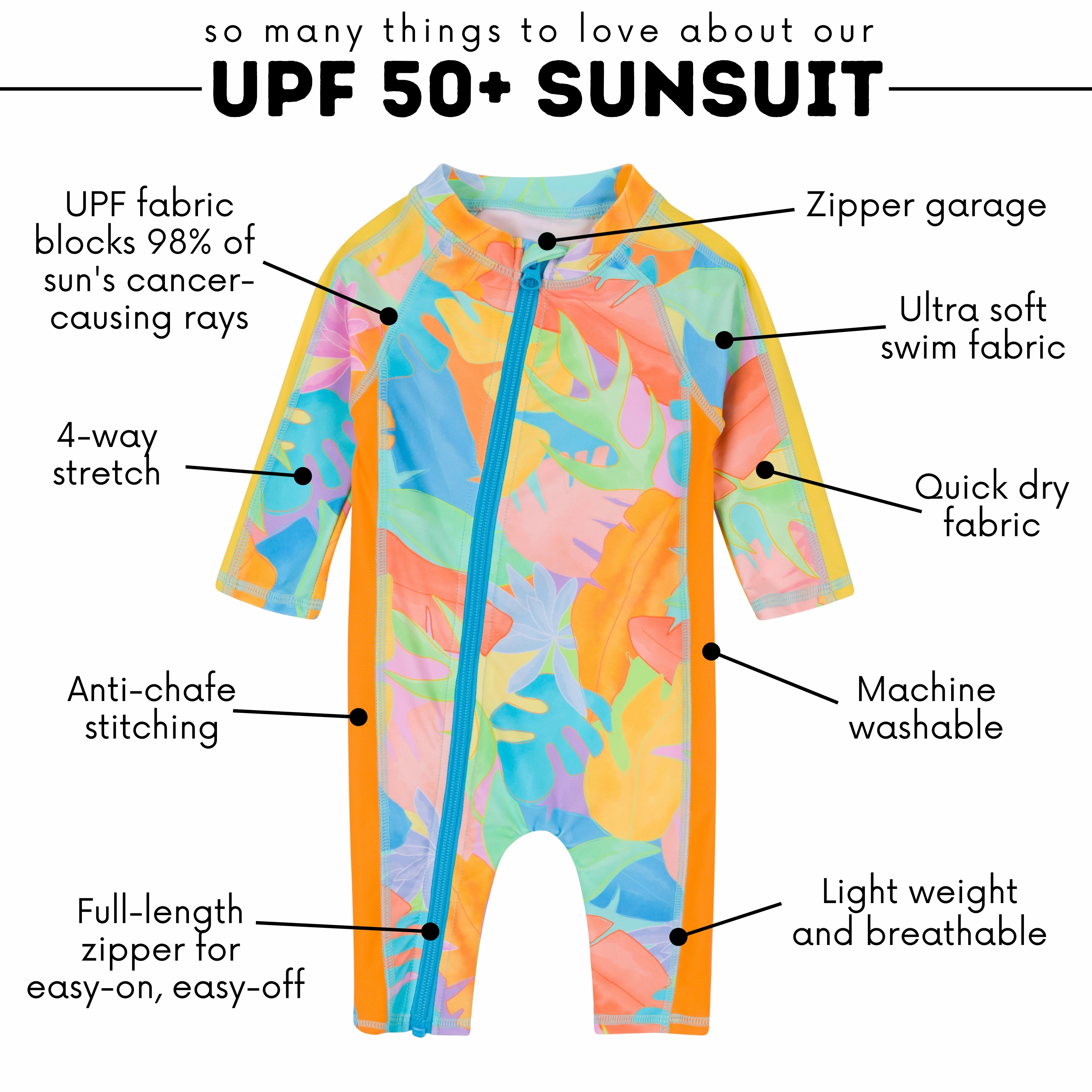 Sunsuit - Long Sleeve Romper Swimsuit | "Vibrant Vacay"