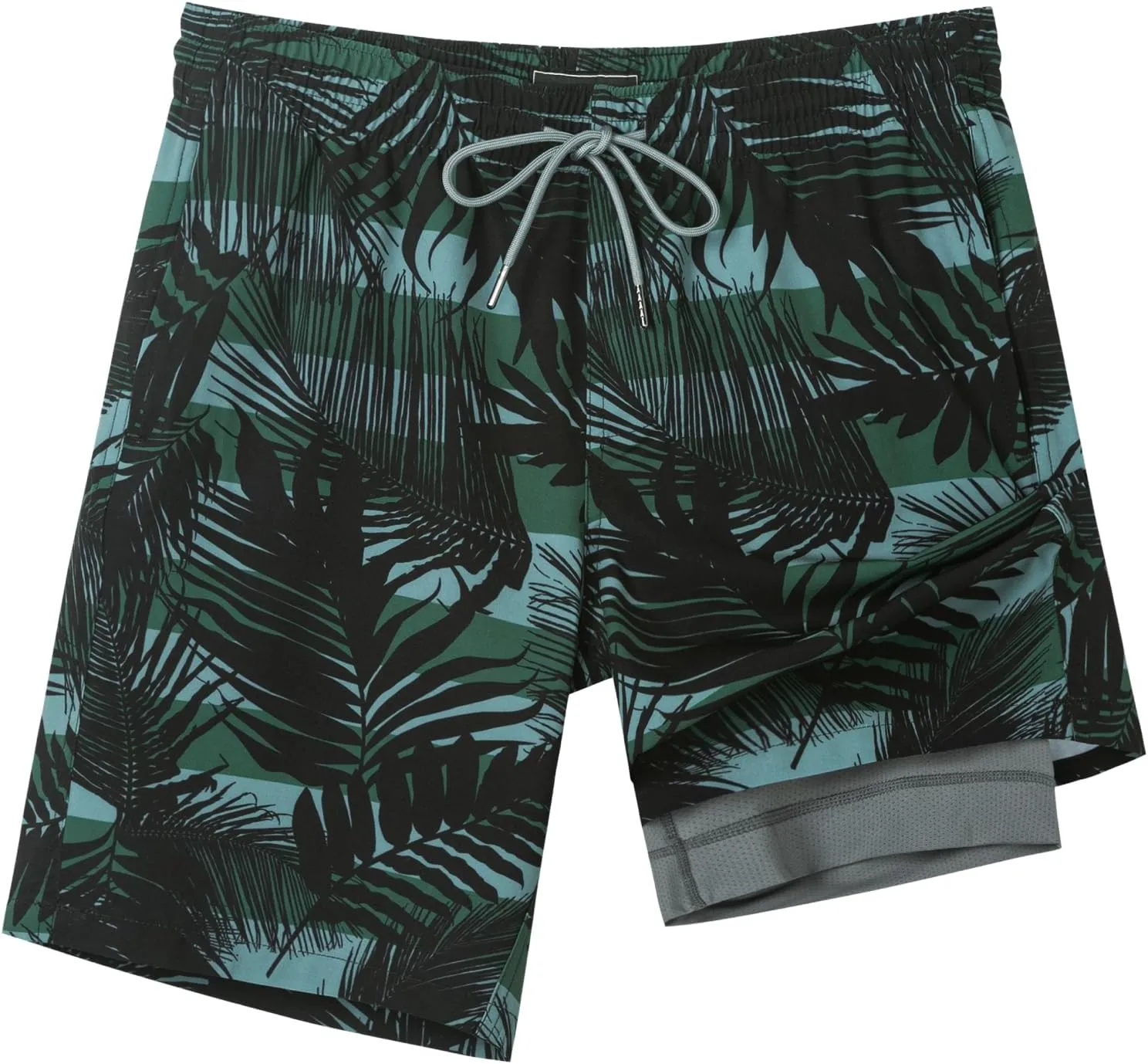 SURF CUZ 9" Mens Swim Trunks with Compression Liner Bathing Suits 2 in 1 Stretch Zipper Pockets Quick Dry
