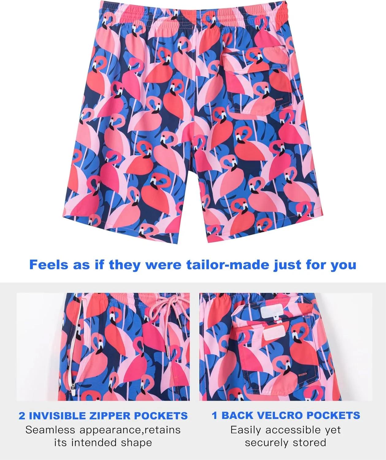 SURF CUZ 9" Mens Swim Trunks with Compression Liner Bathing Suits 2 in 1 Stretch Zipper Pockets Quick Dry