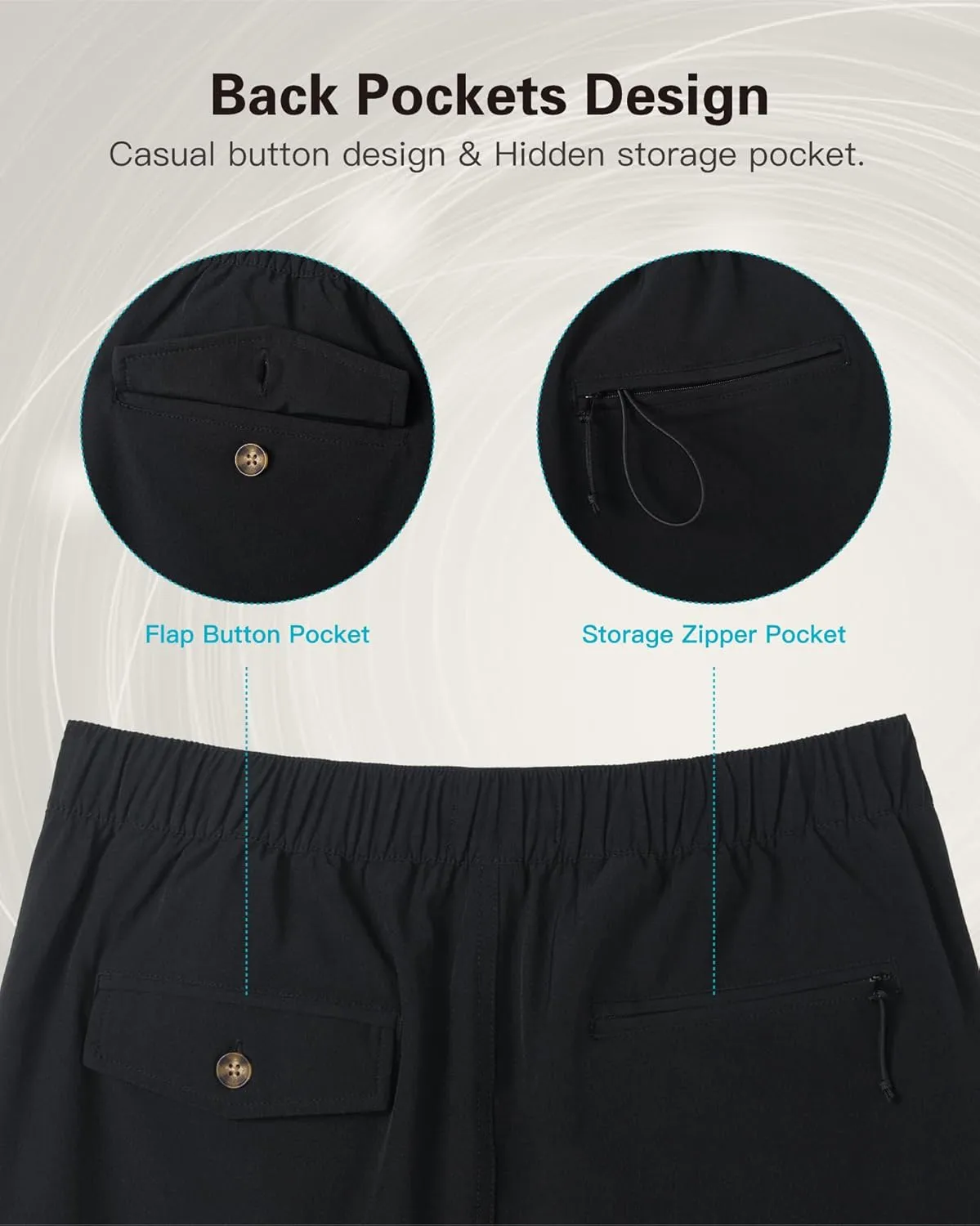 SURF CUZ Mens 5 Inch Shorts Casual Workout Shorts Classic Fit Multi-Pocket Golf Flat Front Shorts Quick Dry Hybrid Short