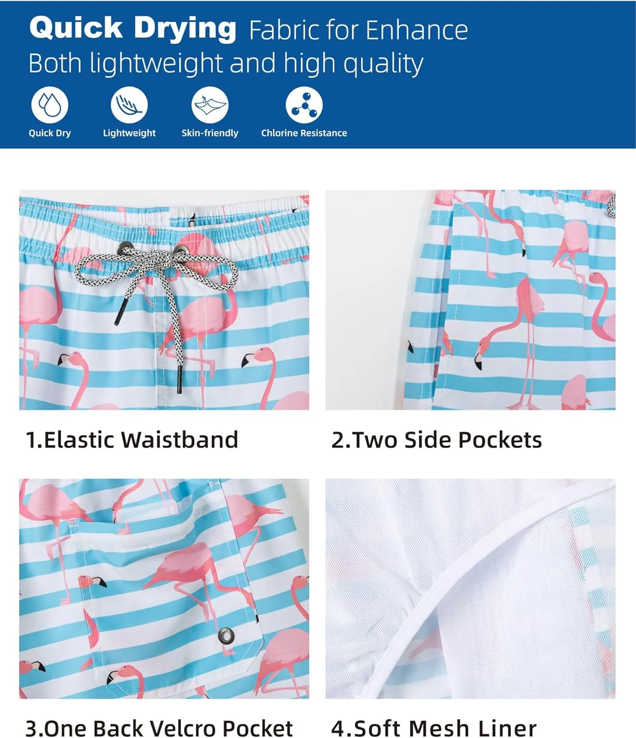 SURF CUZ Mens Swim Trunks 7" Swimming Trunks with Mesh Liner Quick Dry Swim Shorts for Men Swimwear Bathing Suits Pockets