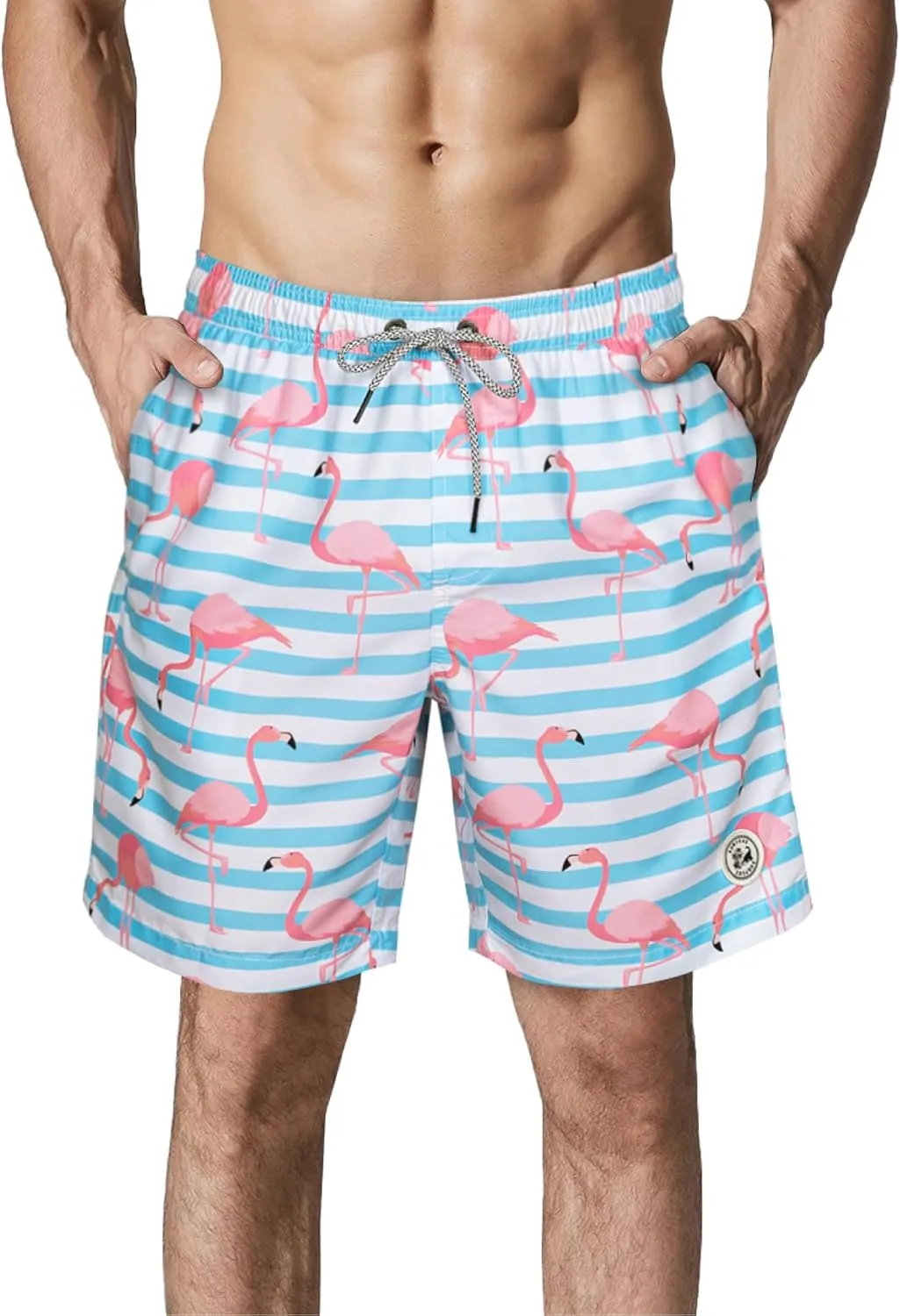 SURF CUZ Mens Swim Trunks 7" Swimming Trunks with Mesh Liner Quick Dry Swim Shorts for Men Swimwear Bathing Suits Pockets
