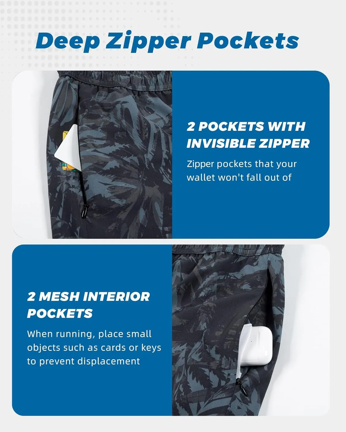 SURF CUZ Mens Swim Trunks with Compression Liner 5" Swim Shorts Quick Dry Bathing Suit Swimming Trunks Zipper Pockets