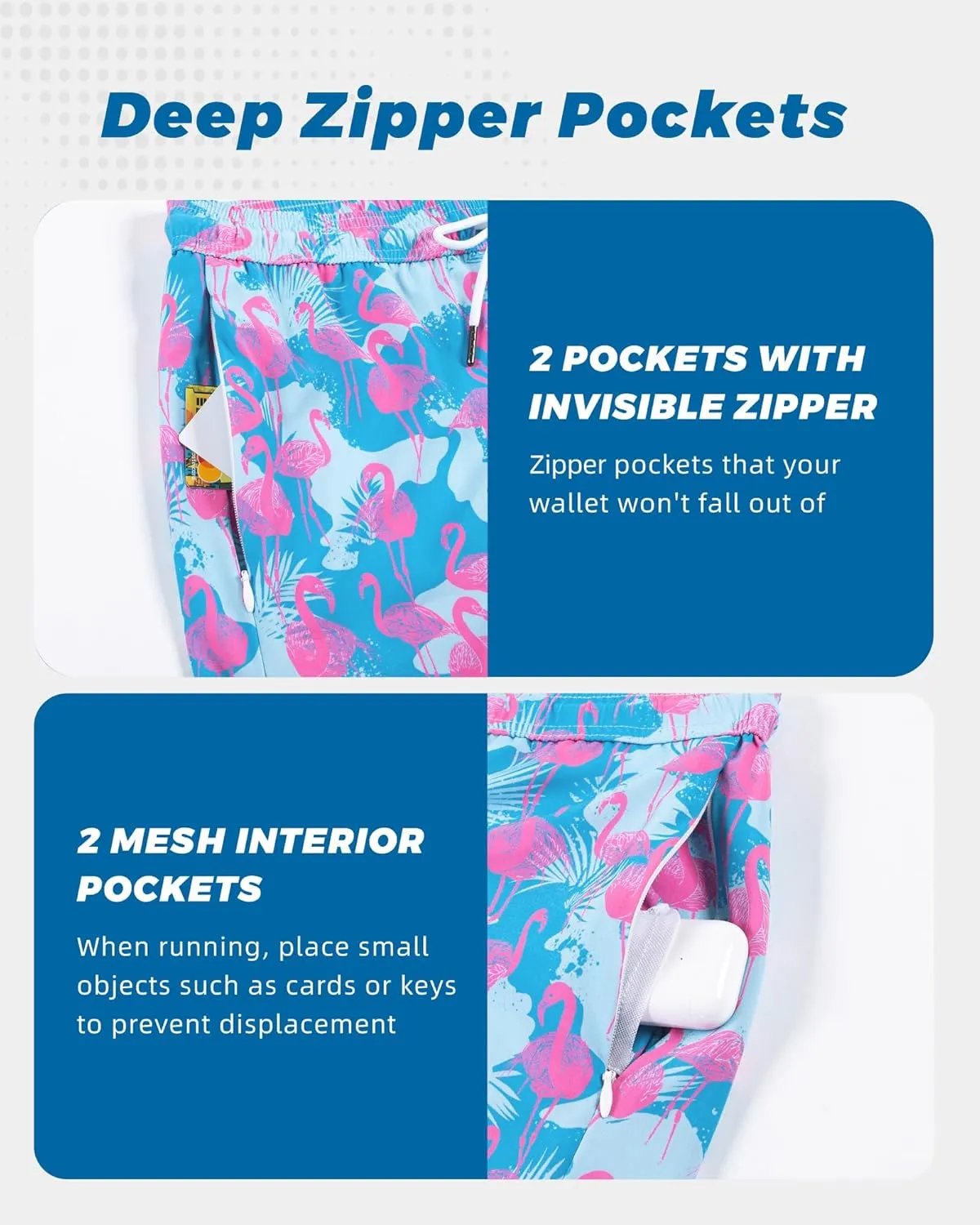 SURF CUZ Mens Swim Trunks with Compression Liner 5" Swim Shorts Quick Dry Bathing Suit Swimming Trunks Zipper Pockets