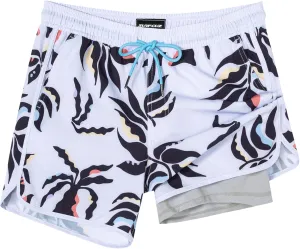 SURF CUZ Mens Swim Trunks with Compression Liner 5" Swimming Trunks 5 Inch Retro Swim Shorts with Zipper Pockets