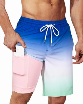 SURF CUZ 9" Mens Swim Trunks with Compression Liner Bathing Suits 2 in 1 Stretch Zipper Pockets Quick Dry