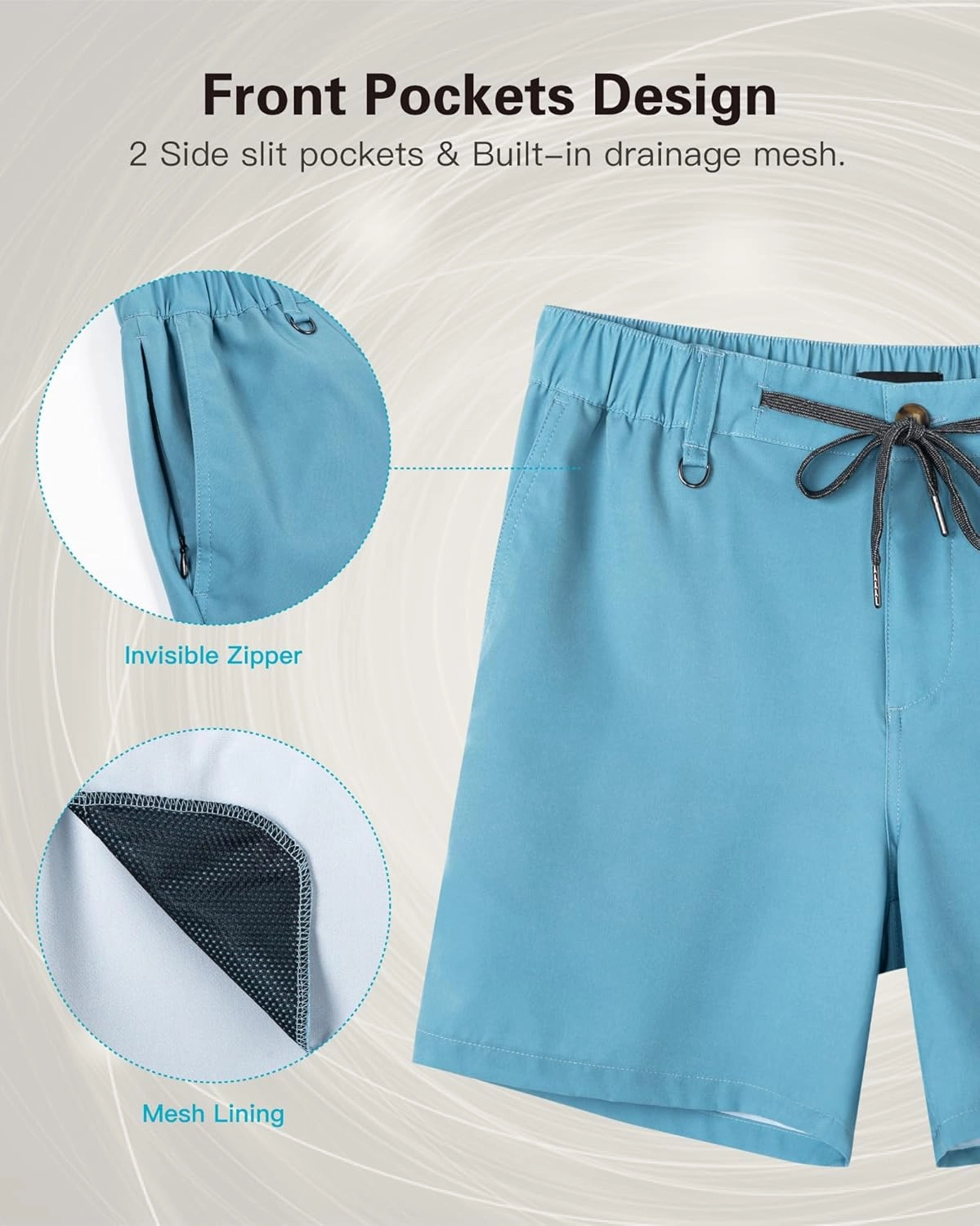 SURF CUZ Mens 5 Inch Shorts Casual Workout Shorts Classic Fit Multi-Pocket Golf Flat Front Shorts Quick Dry Hybrid Short