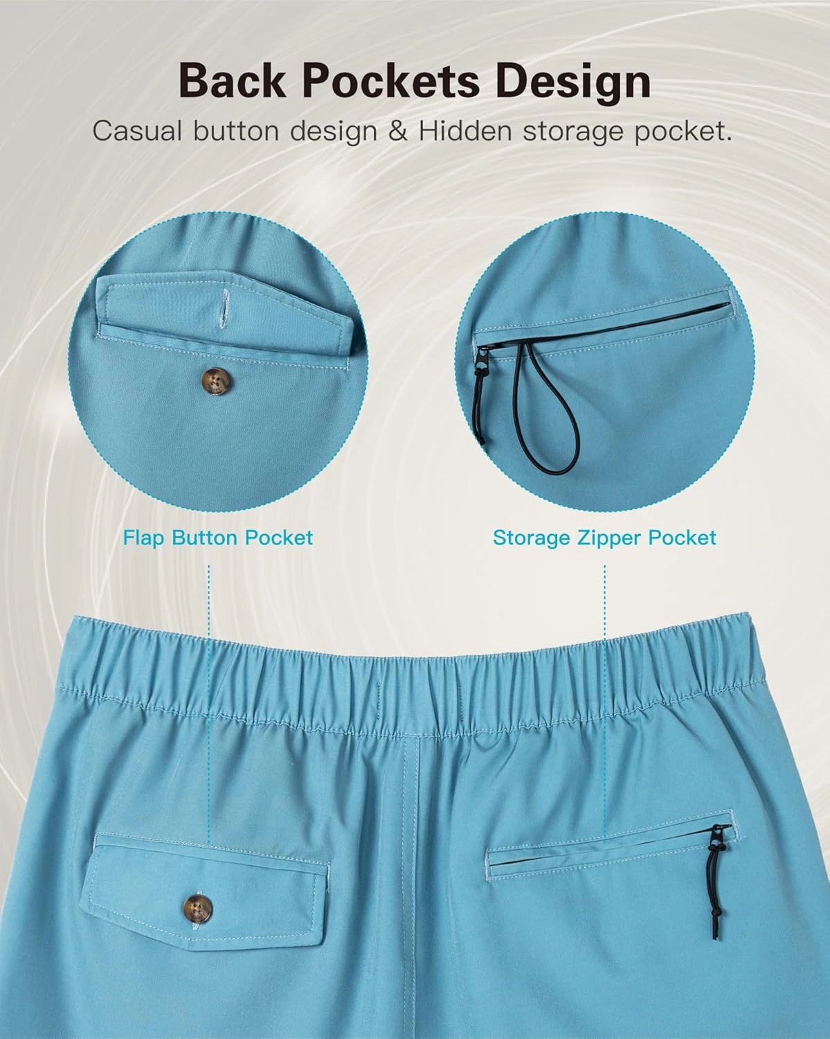 SURF CUZ Mens 5 Inch Shorts Casual Workout Shorts Classic Fit Multi-Pocket Golf Flat Front Shorts Quick Dry Hybrid Short