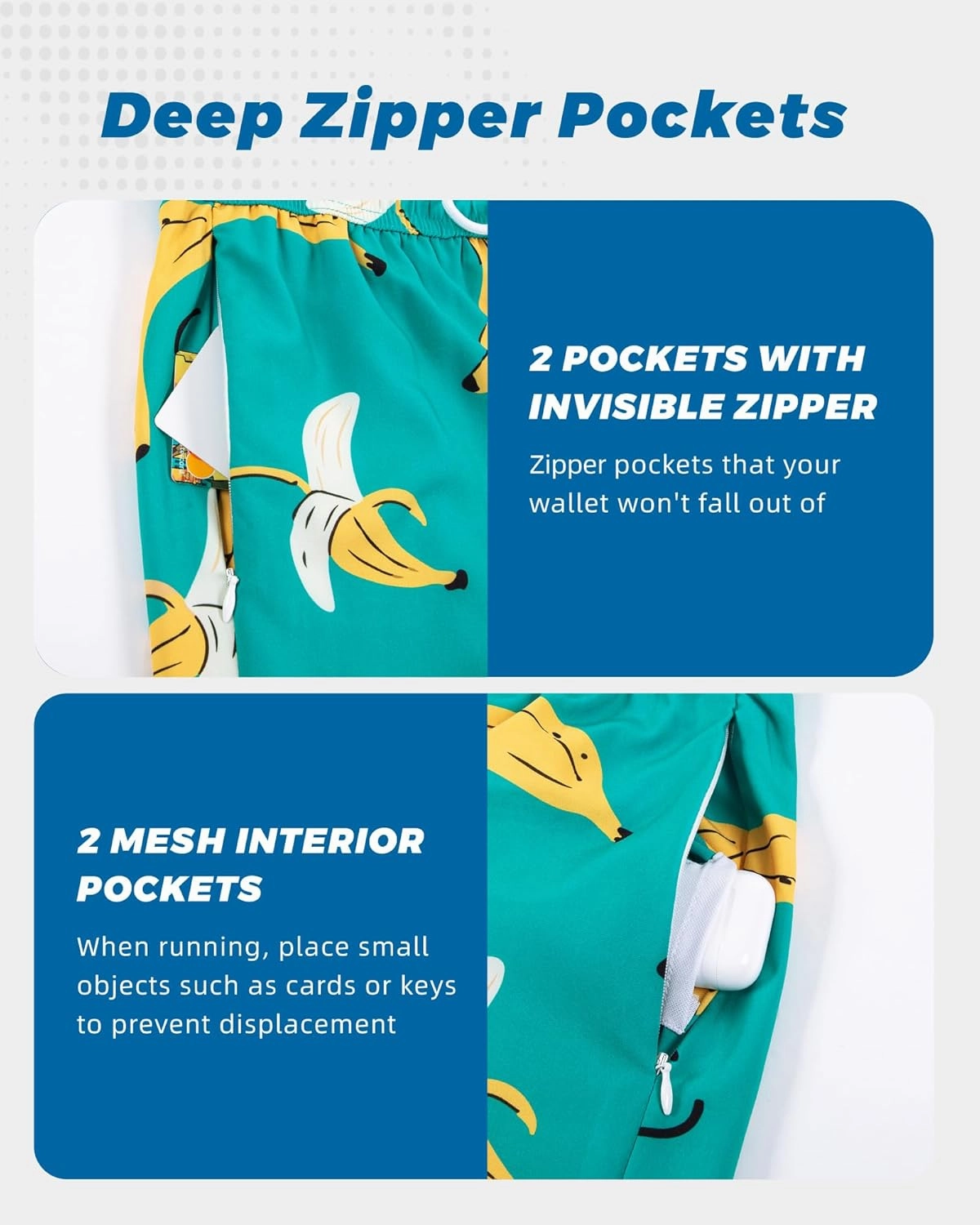 SURF CUZ Mens Swim Trunks with Compression Liner 5" Swim Shorts Quick Dry Bathing Suit Swimming Trunks Zipper Pockets