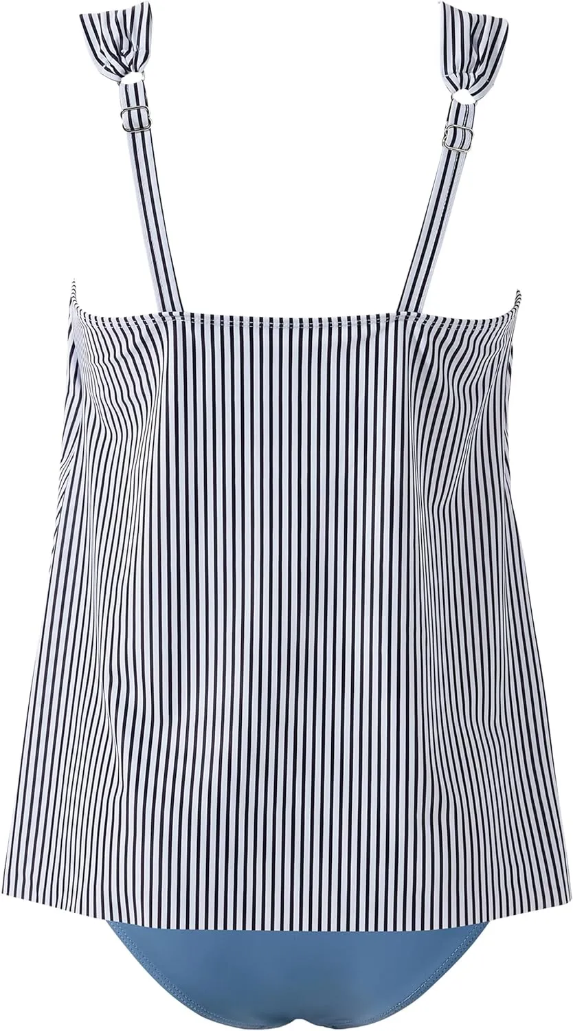 SUUKSESS Women Ruffle High Waisted Tankini Swimsuit Tummy Control Bathing Suit