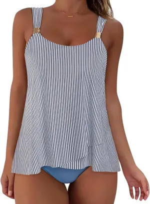 SUUKSESS Women Ruffle High Waisted Tankini Swimsuit Tummy Control Bathing Suit