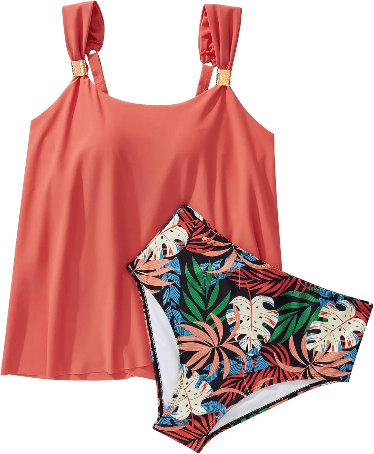 SUUKSESS Women Ruffle High Waisted Tankini Swimsuit Tummy Control Bathing Suit
