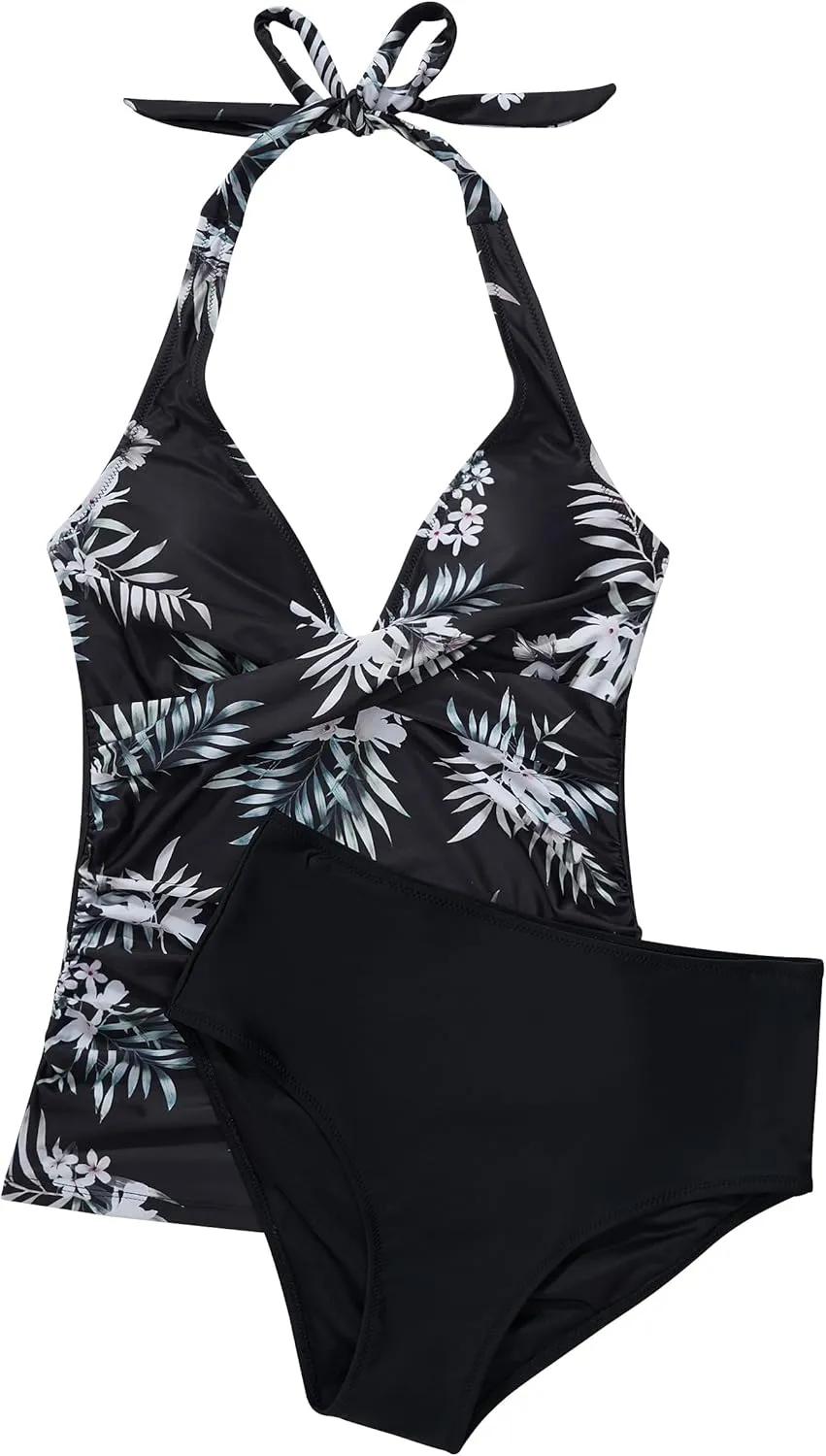 SUUKSESS Women Sexy Halter Tankini Bathing Suit Slimming Tummy Control Swimsuit