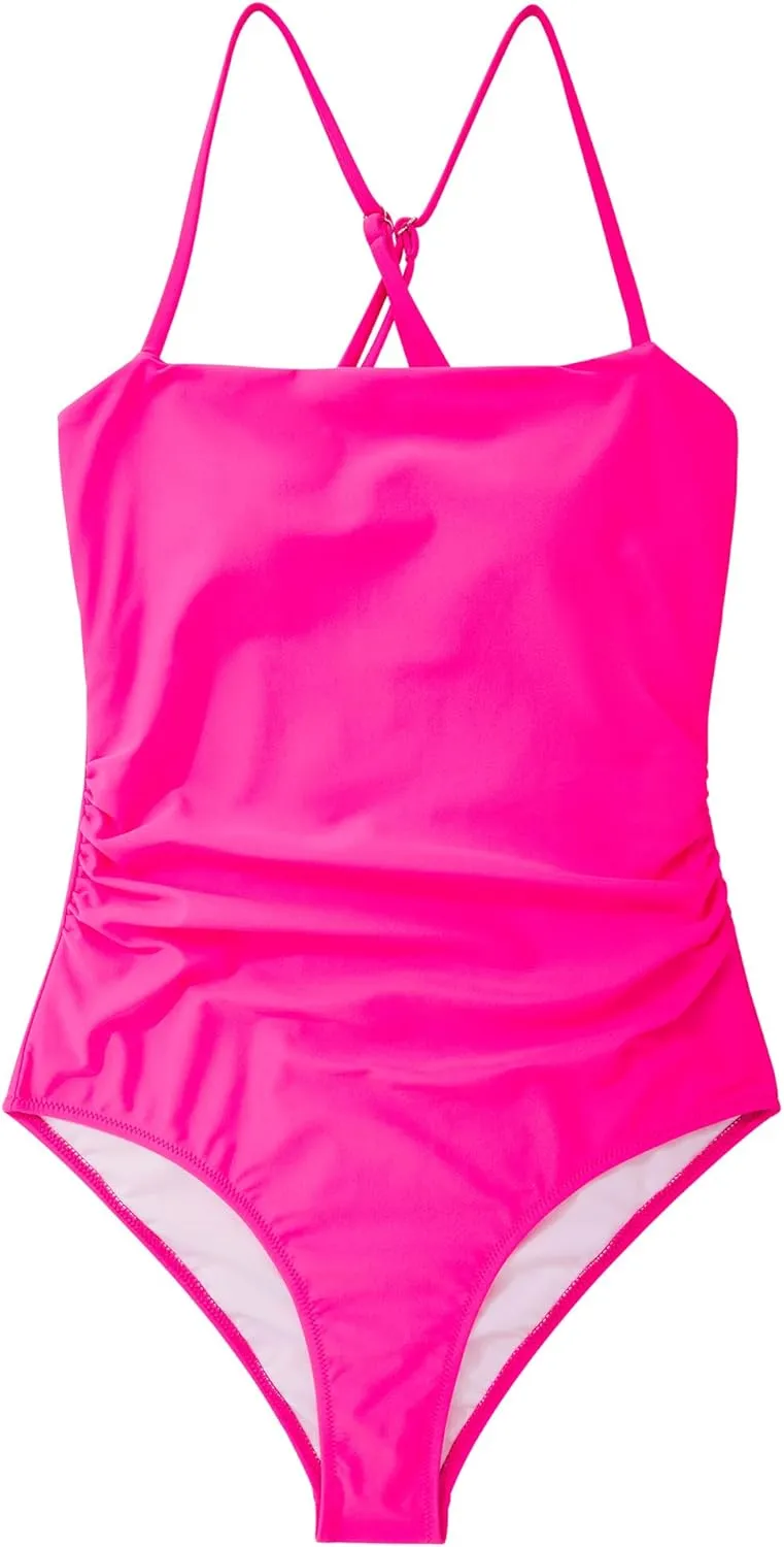 SUUKSESS Women Sexy Tummy Control One Piece Swimsuits Square Neck Bathing Suits
