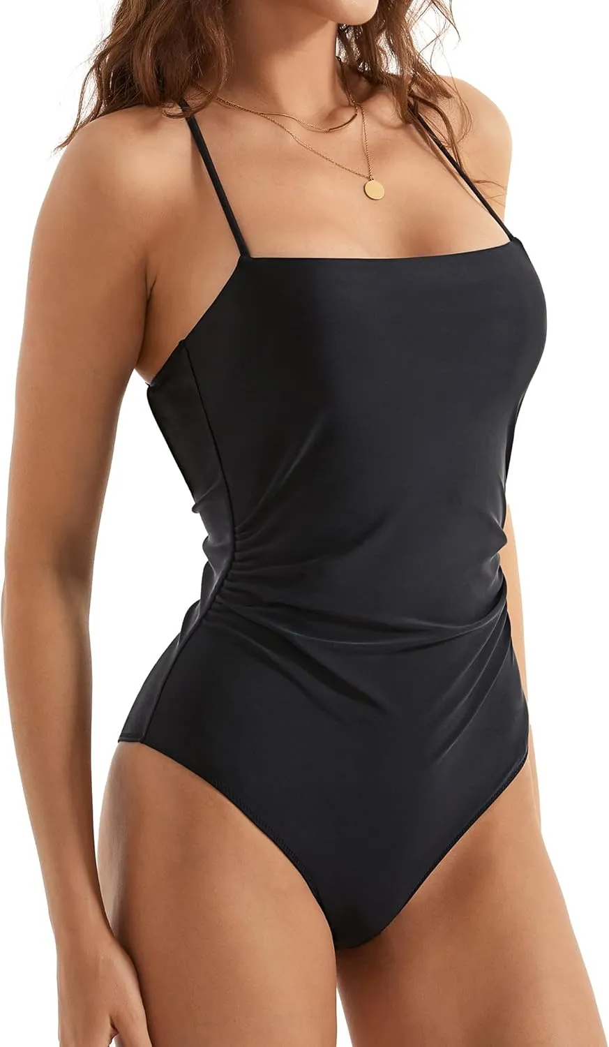 SUUKSESS Women Sexy Tummy Control One Piece Swimsuits Square Neck Bathing Suits
