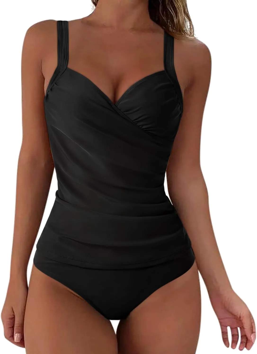 SUUKSESS Women Sexy Twist Push Up Tankini Swimsuit Tummy Control Bathing Suits