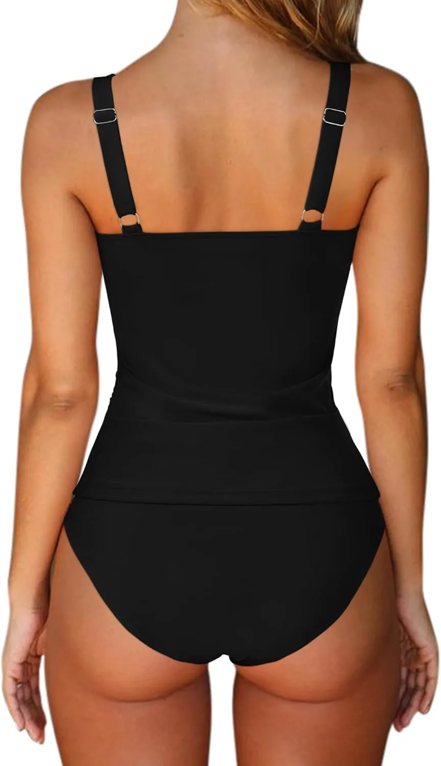SUUKSESS Women Sexy Twist Push Up Tankini Swimsuit Tummy Control Bathing Suits