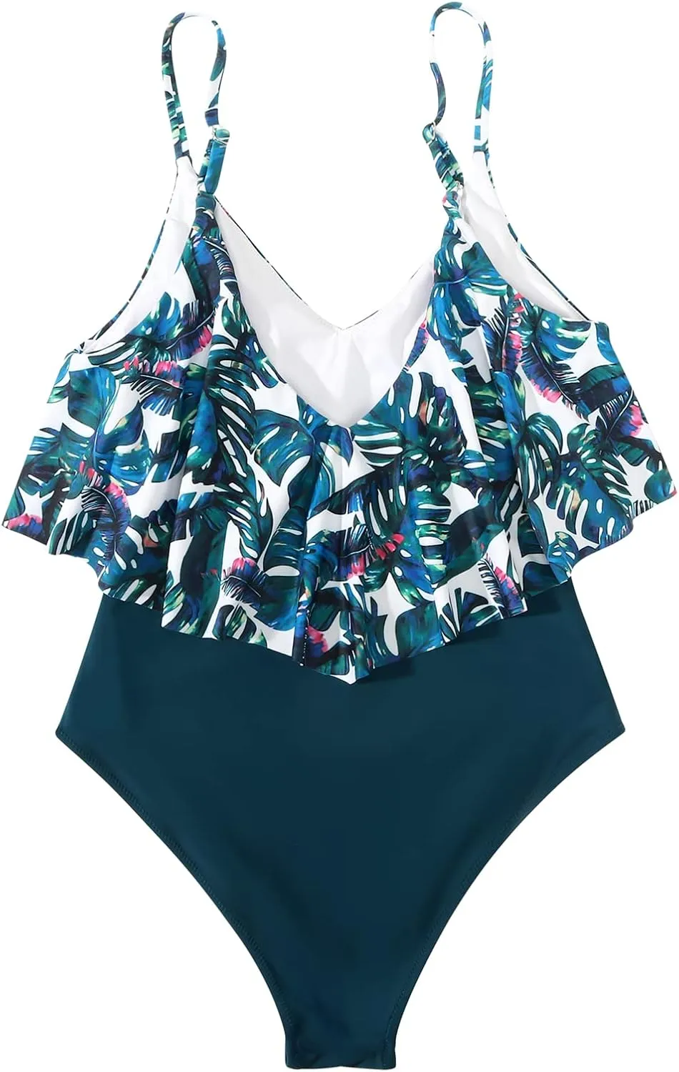 SUUKSESS Women Slimming Ruffle One Piece Swimsuits Ruched Tummy Control Bathing Suits