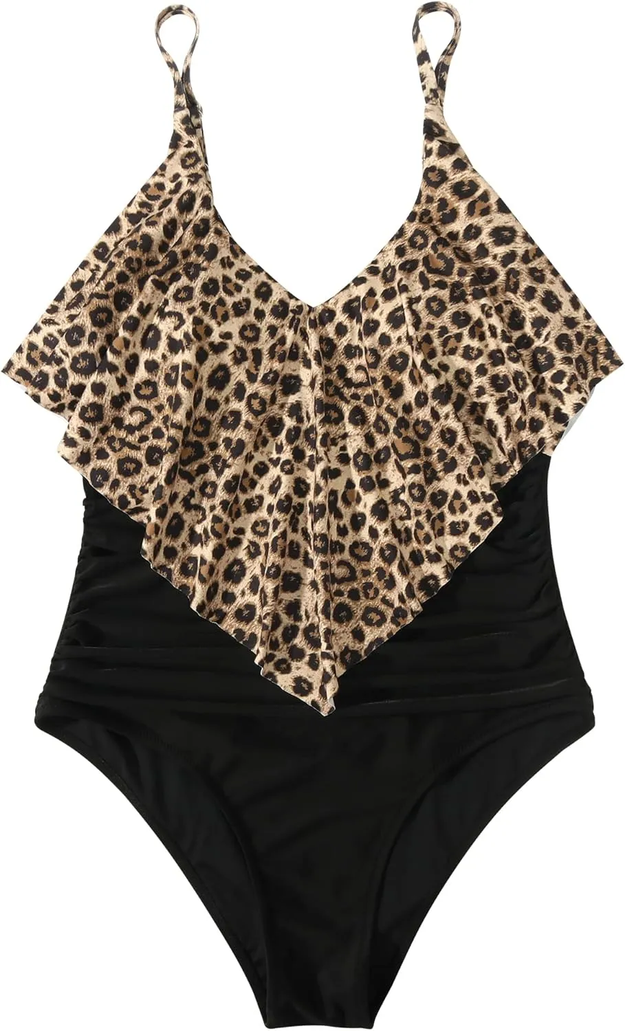 SUUKSESS Women Slimming Ruffle One Piece Swimsuits Ruched Tummy Control Bathing Suits